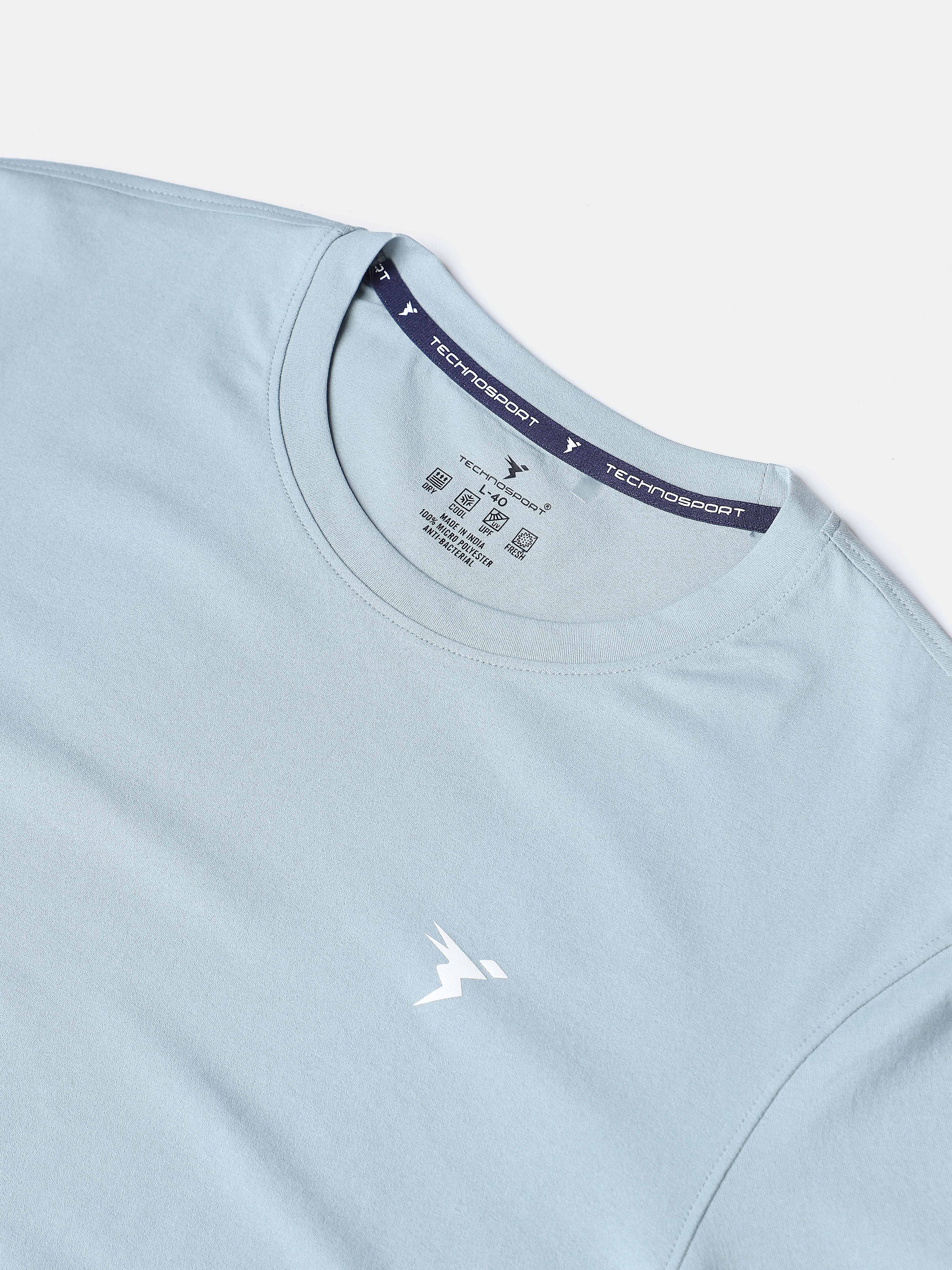 Men Solid Slim Fit Round Neck Sports T-shirt with COTFLEX - Image 8