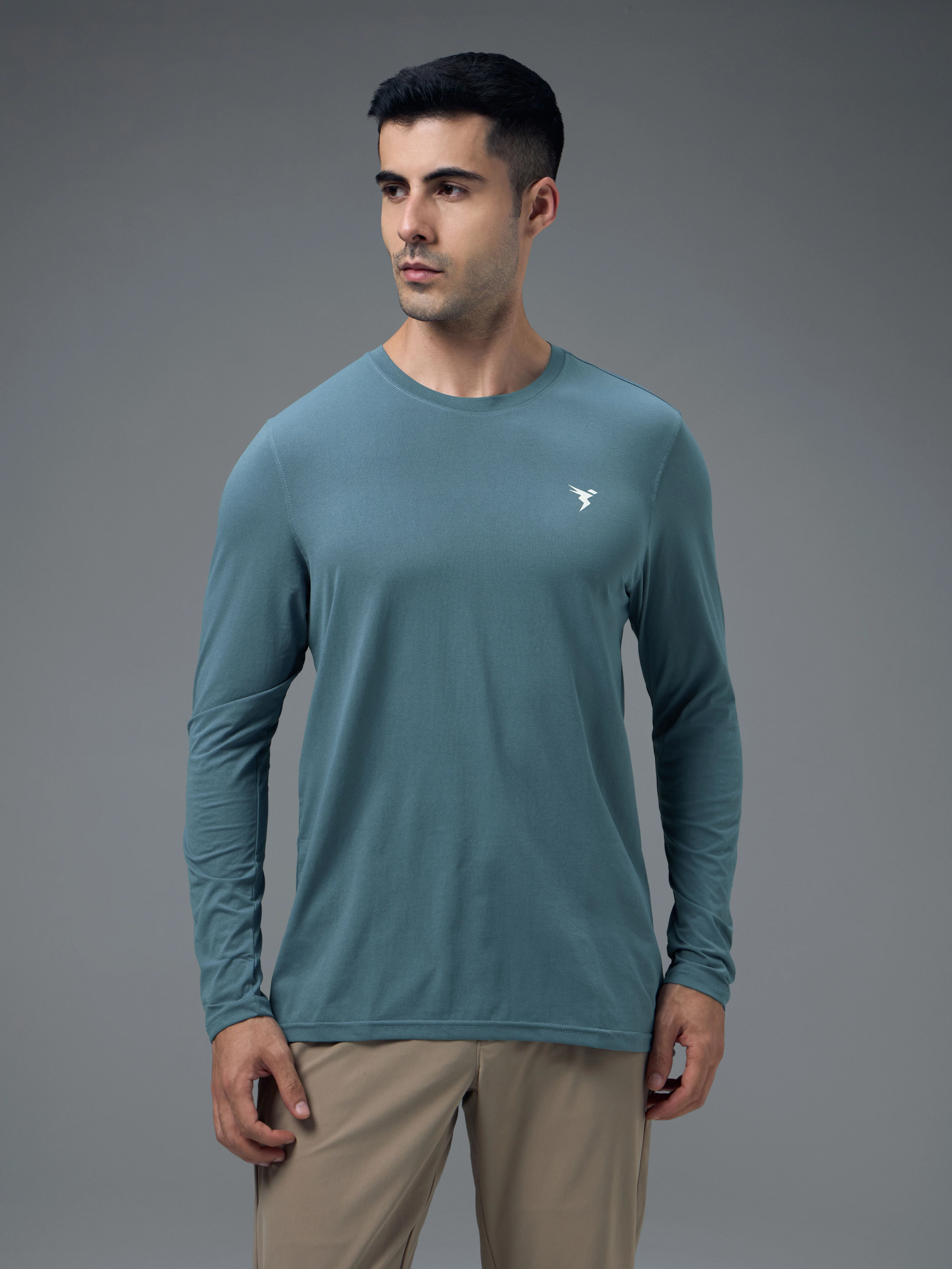 Men Solid Slim Fit Round Neck Sports T-shirt with COTFLEX - Image 2