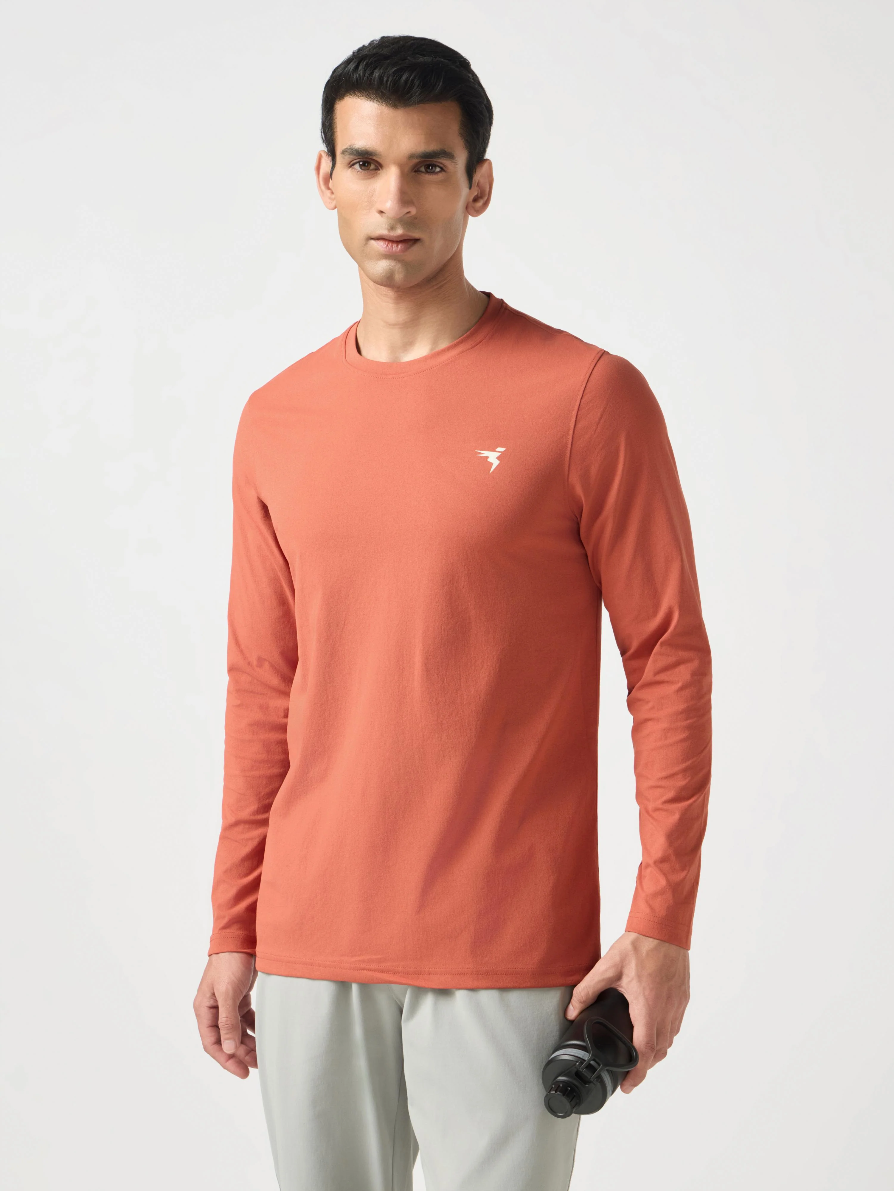 Men Solid Slim Fit Round Neck Sports T-shirt with COTFLEX