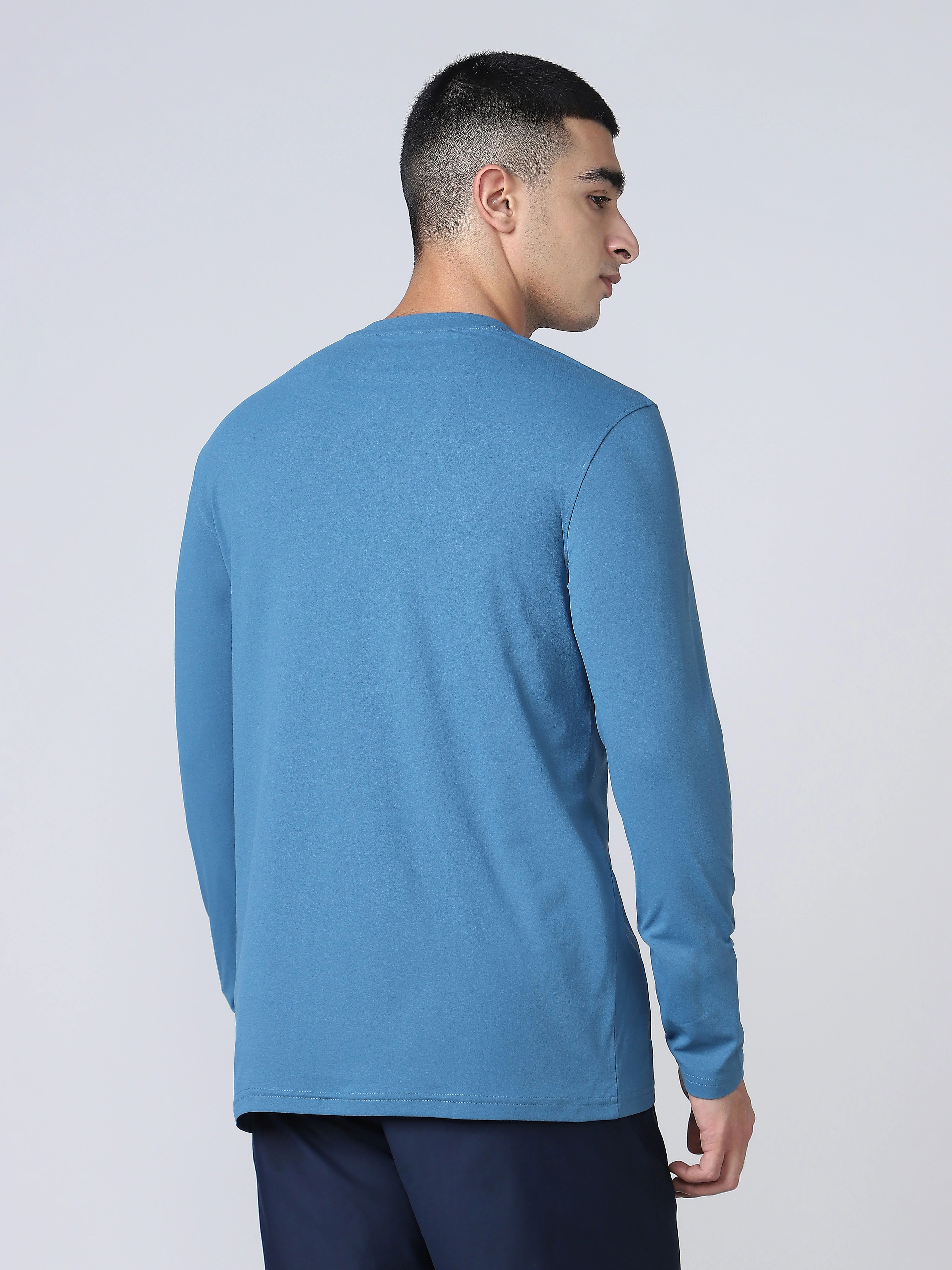 Men Solid Slim Fit Round Neck Sports T-shirt with COTFLEX - Image 2