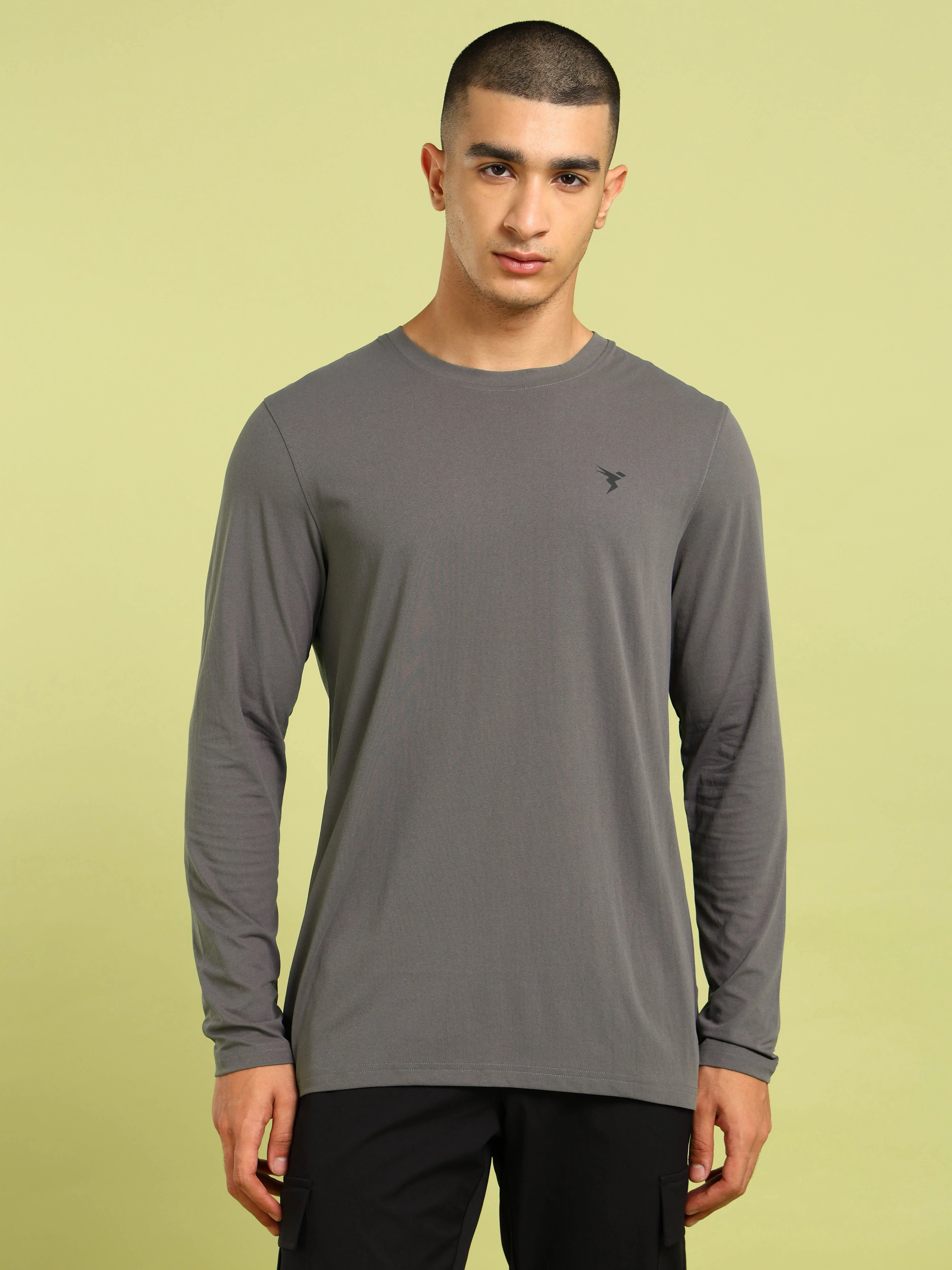 Men Solid Slim Fit Round Neck Sports T-shirt with COTFLEX - Image 2