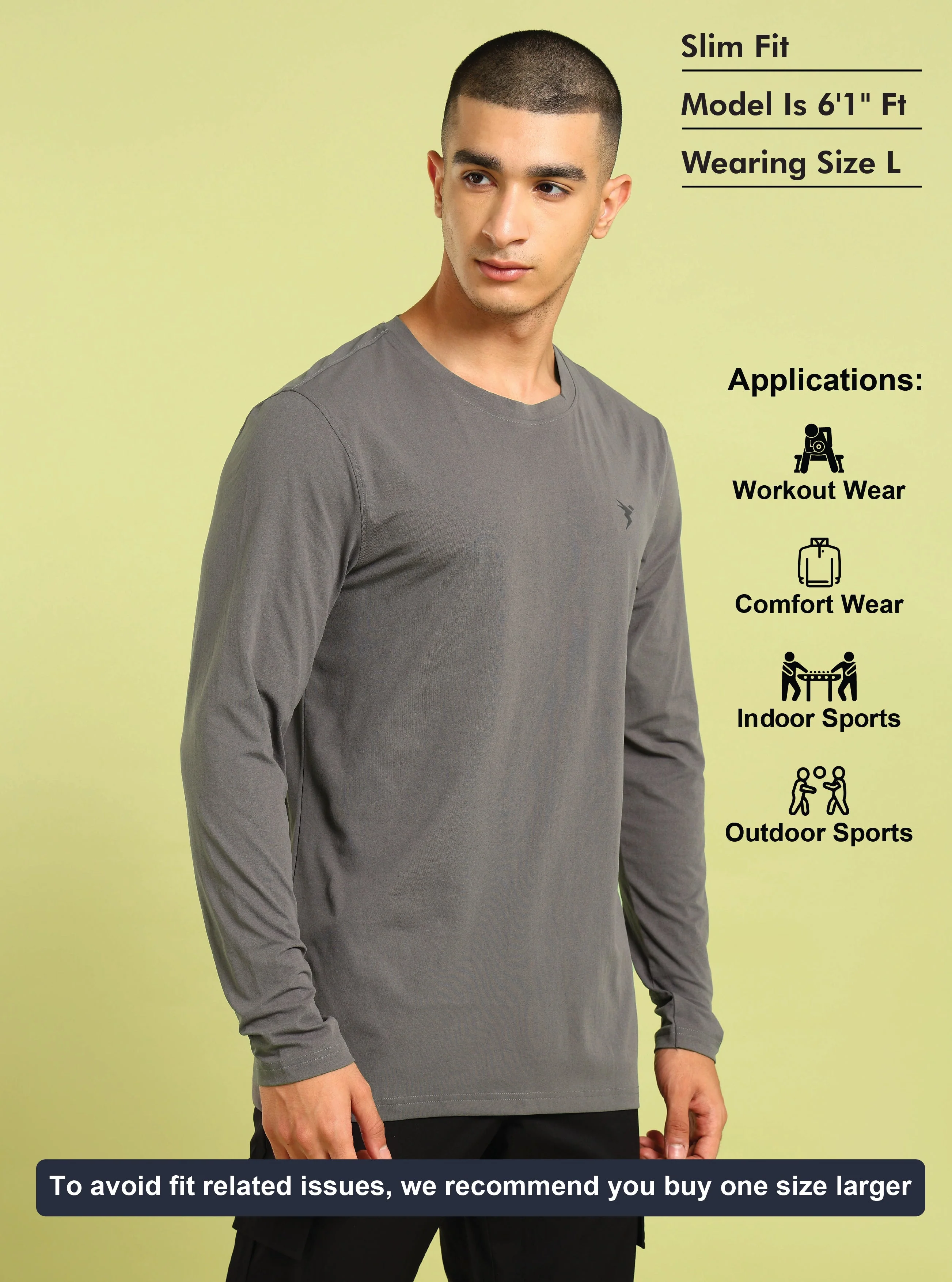 Men Solid Slim Fit Round Neck Sports T-shirt with COTFLEX - Image 5