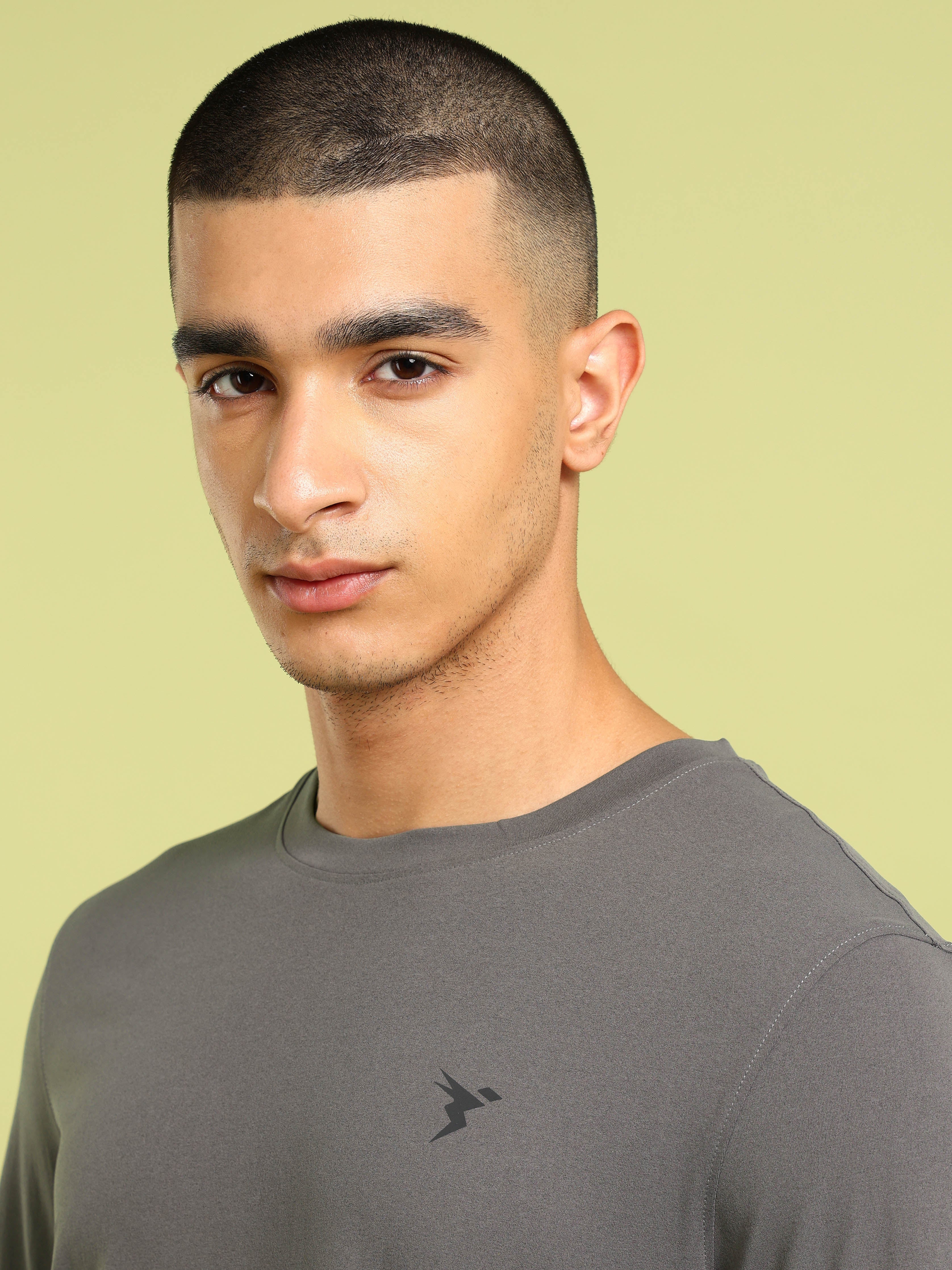Men Solid Slim Fit Round Neck Sports T-shirt with COTFLEX - Image 6
