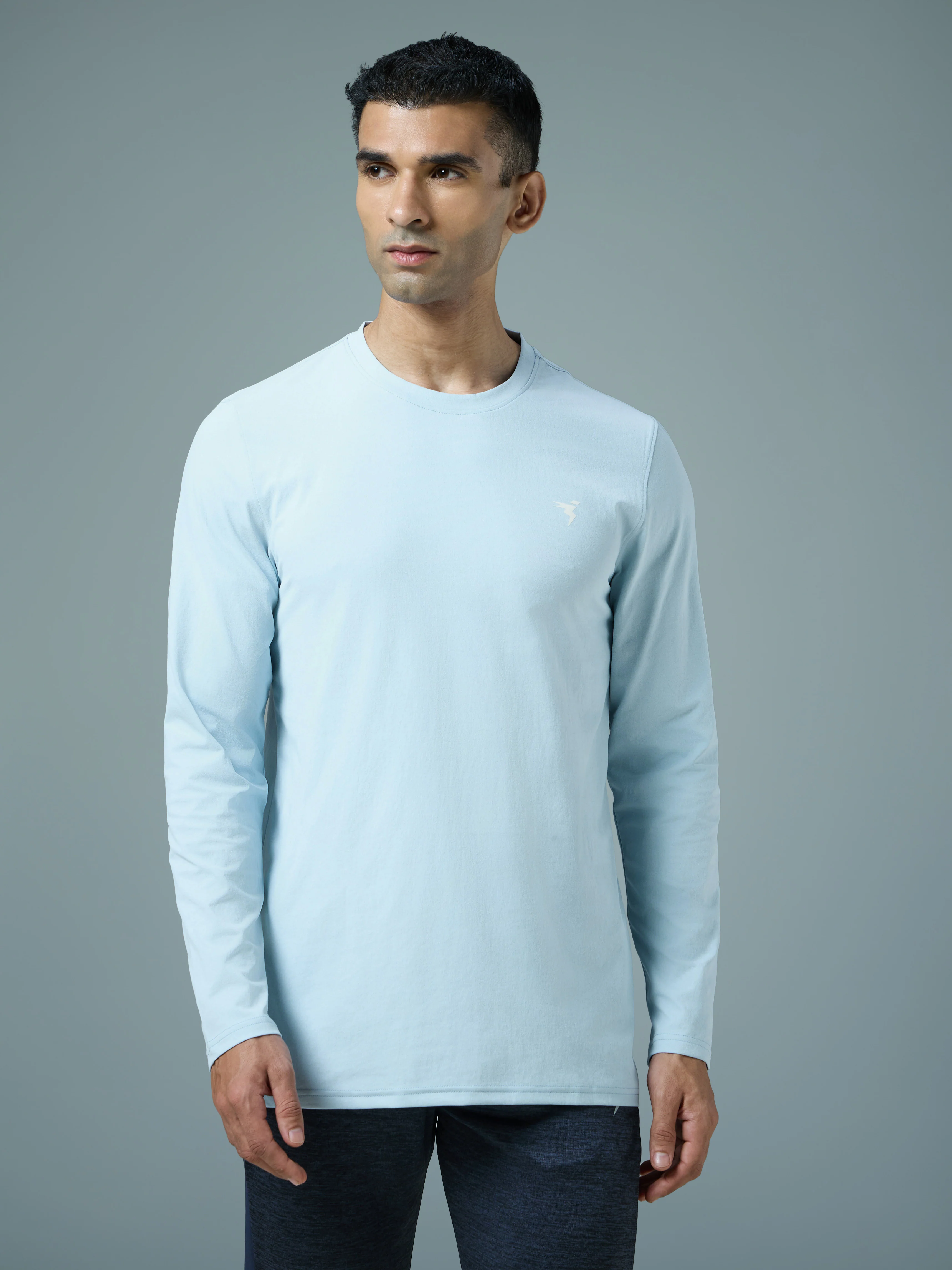 Men Solid Slim Fit Round Neck Sports T-shirt with COTFLEX - Image 2