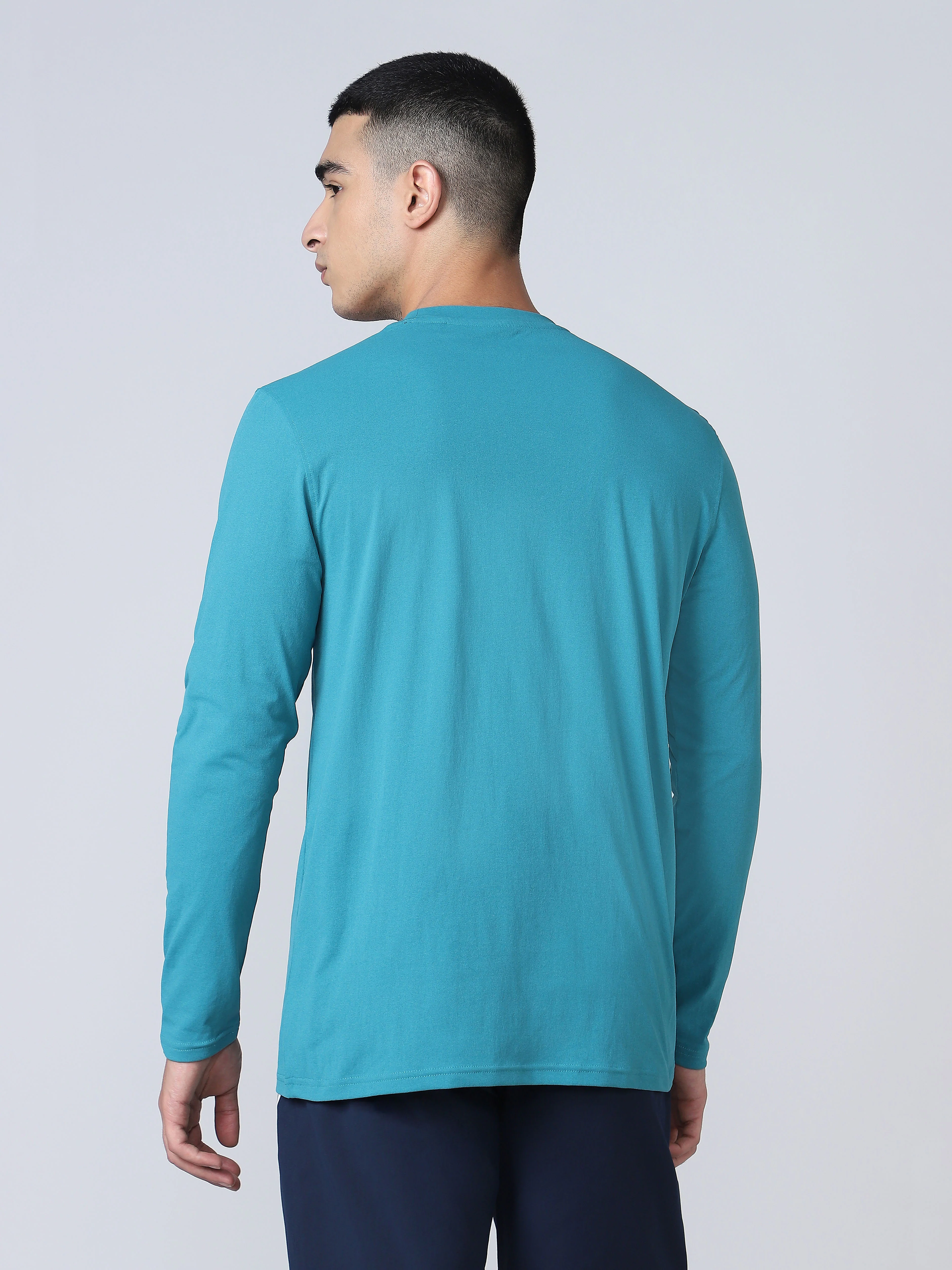 Men Solid Slim Fit Round Neck Sports T-shirt with COTFLEX - Image 2