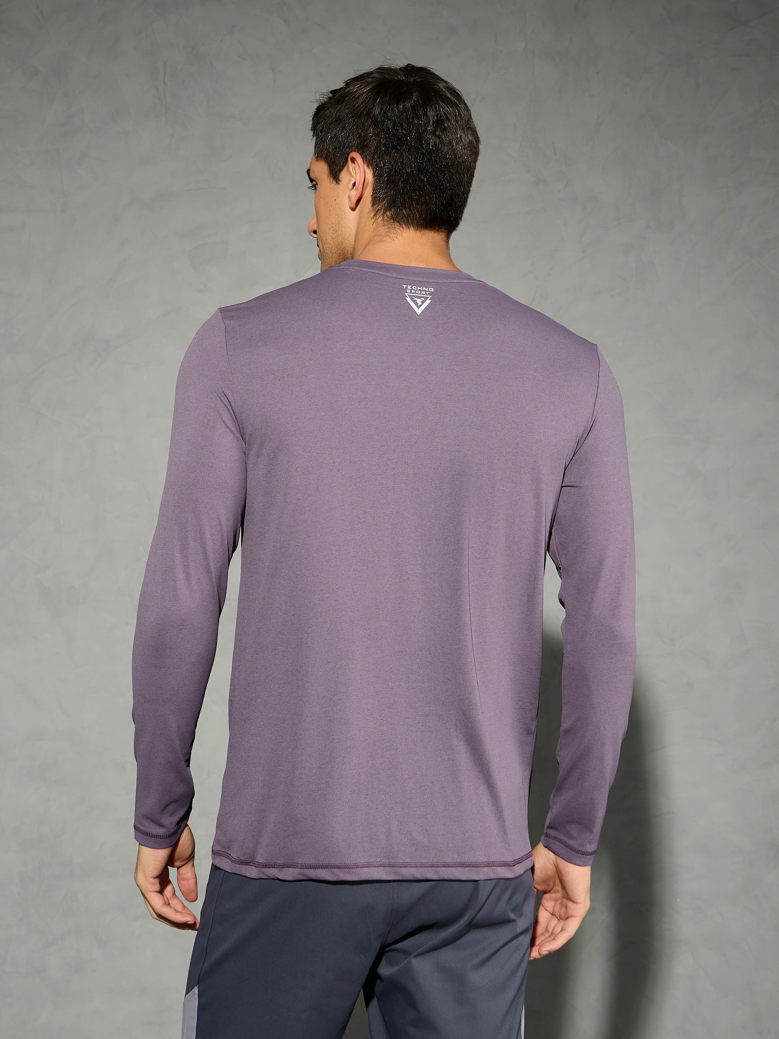 Men Solid Slim Fit Round Neck Sports T-shirt with COTFLEX - Image 3