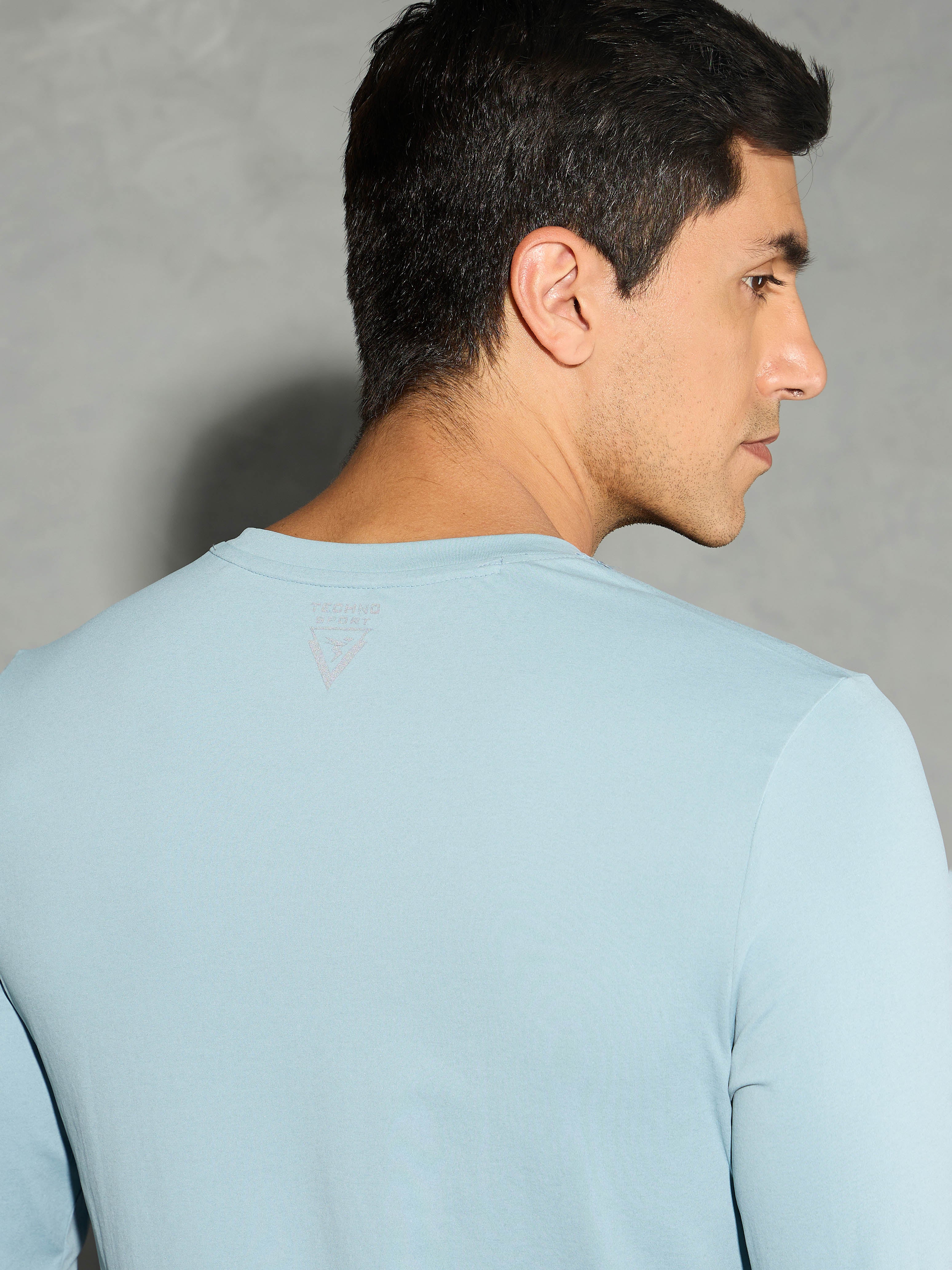 Men Solid Slim Fit Round Neck Sports T-shirt with COTFLEX - Image 7