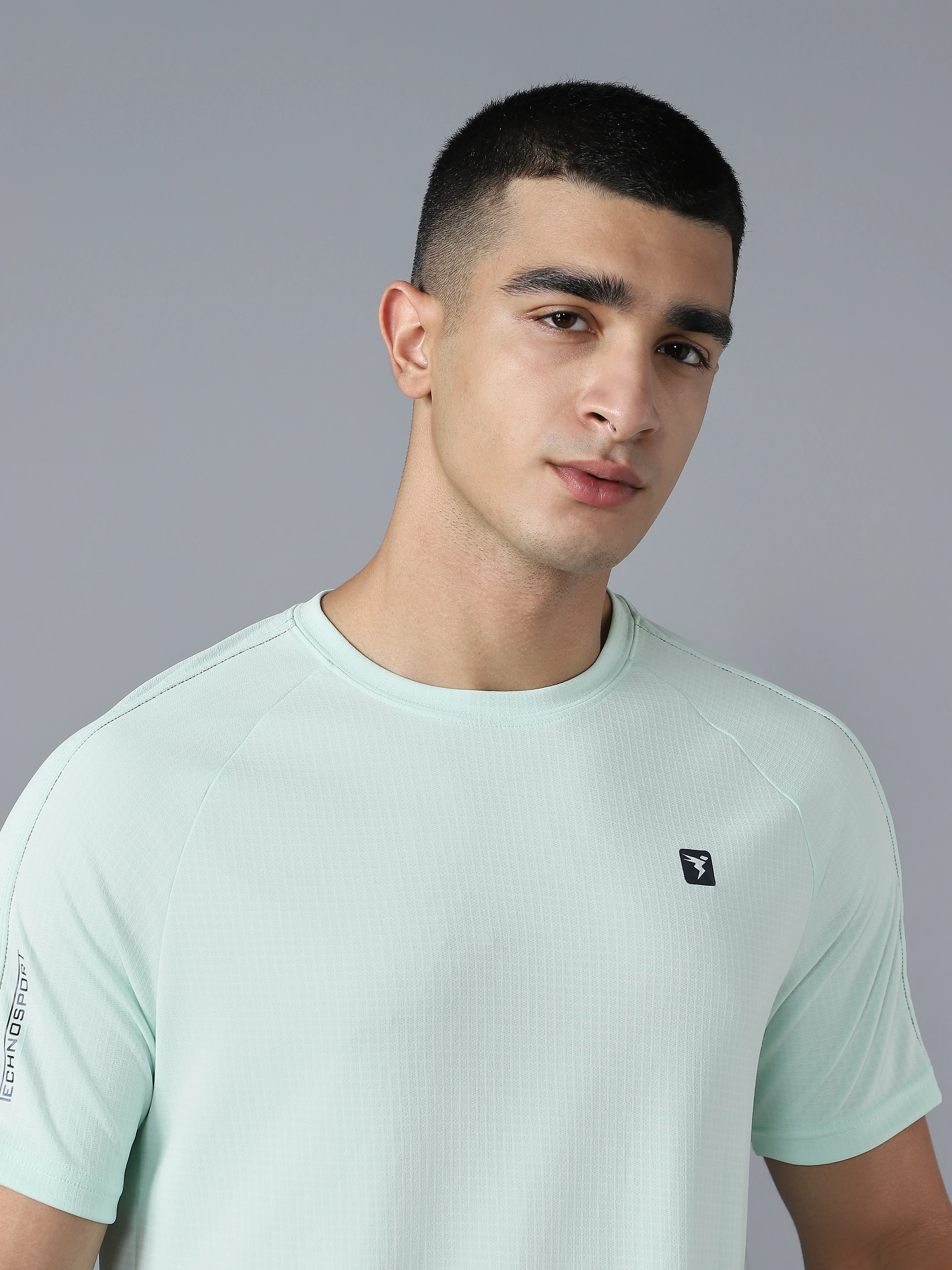 Men Solid Slim Fit Round Neck Sports T-shirt with TECHNOCOOL+ - Image 7