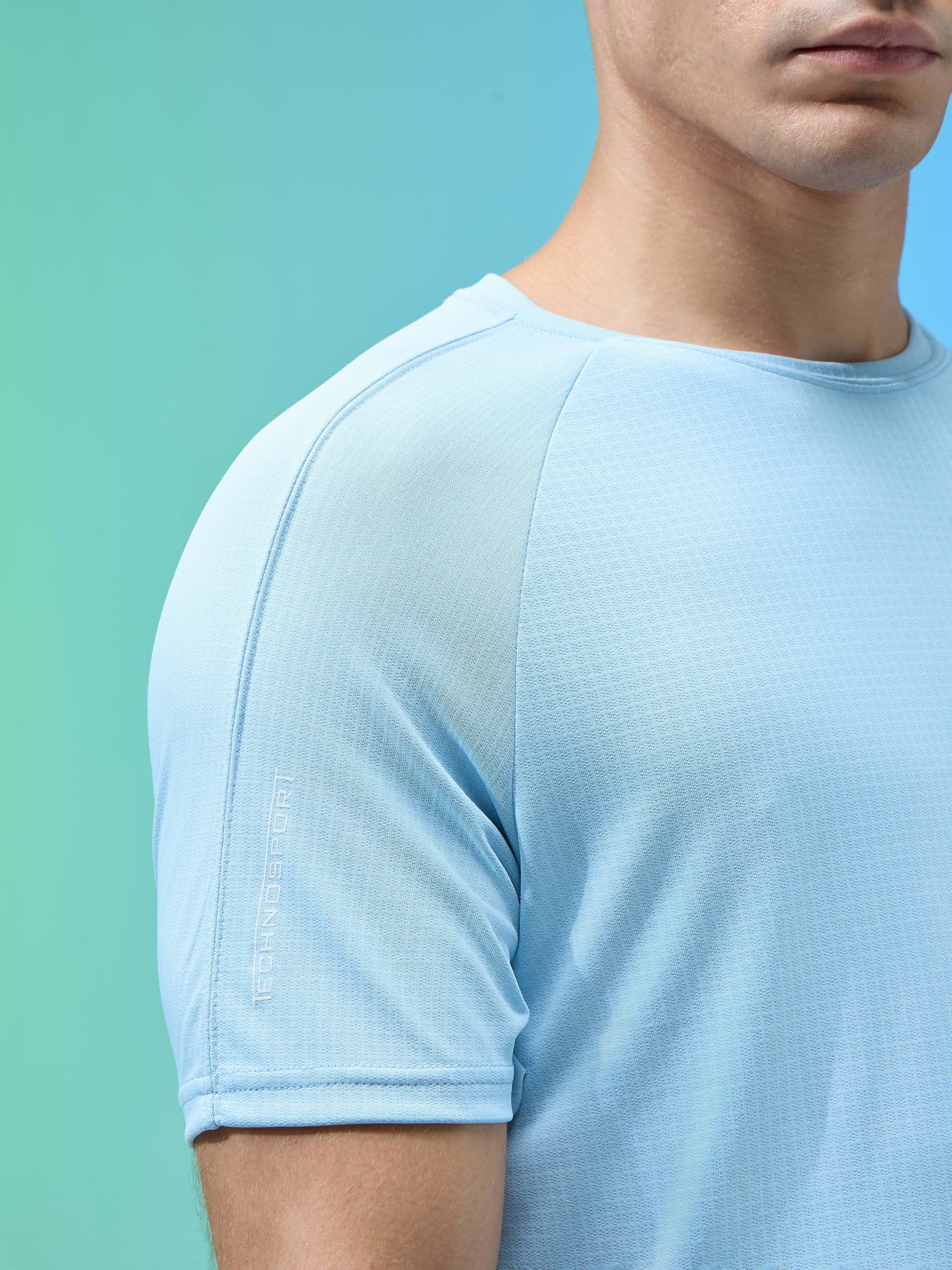 Men Solid Slim Fit Round Neck Sports T-shirt with TECHNOCOOL+ - Image 7