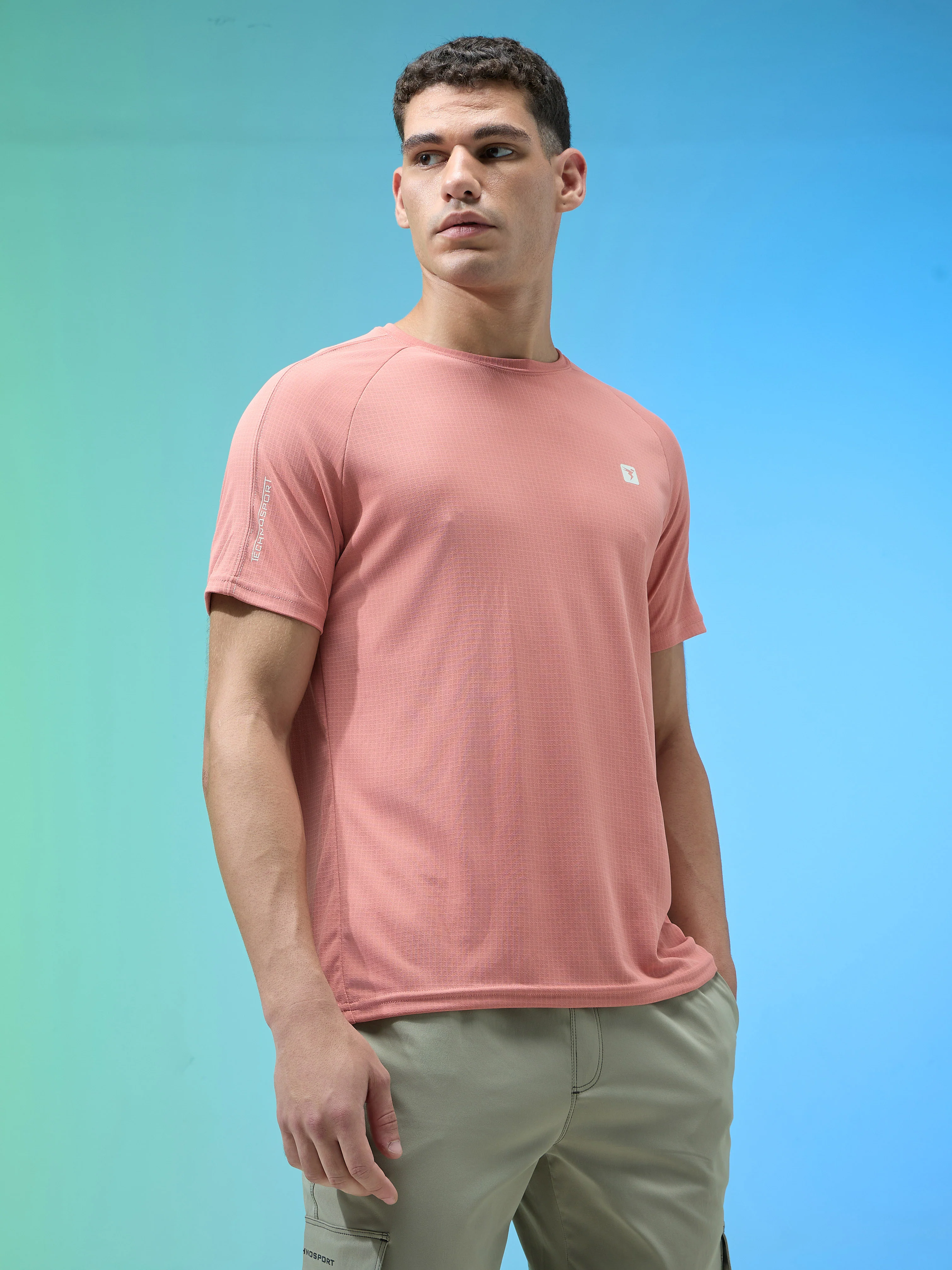 Men Solid Slim Fit Round Neck Sports T-shirt with TECHNOCOOL+ - Image 4