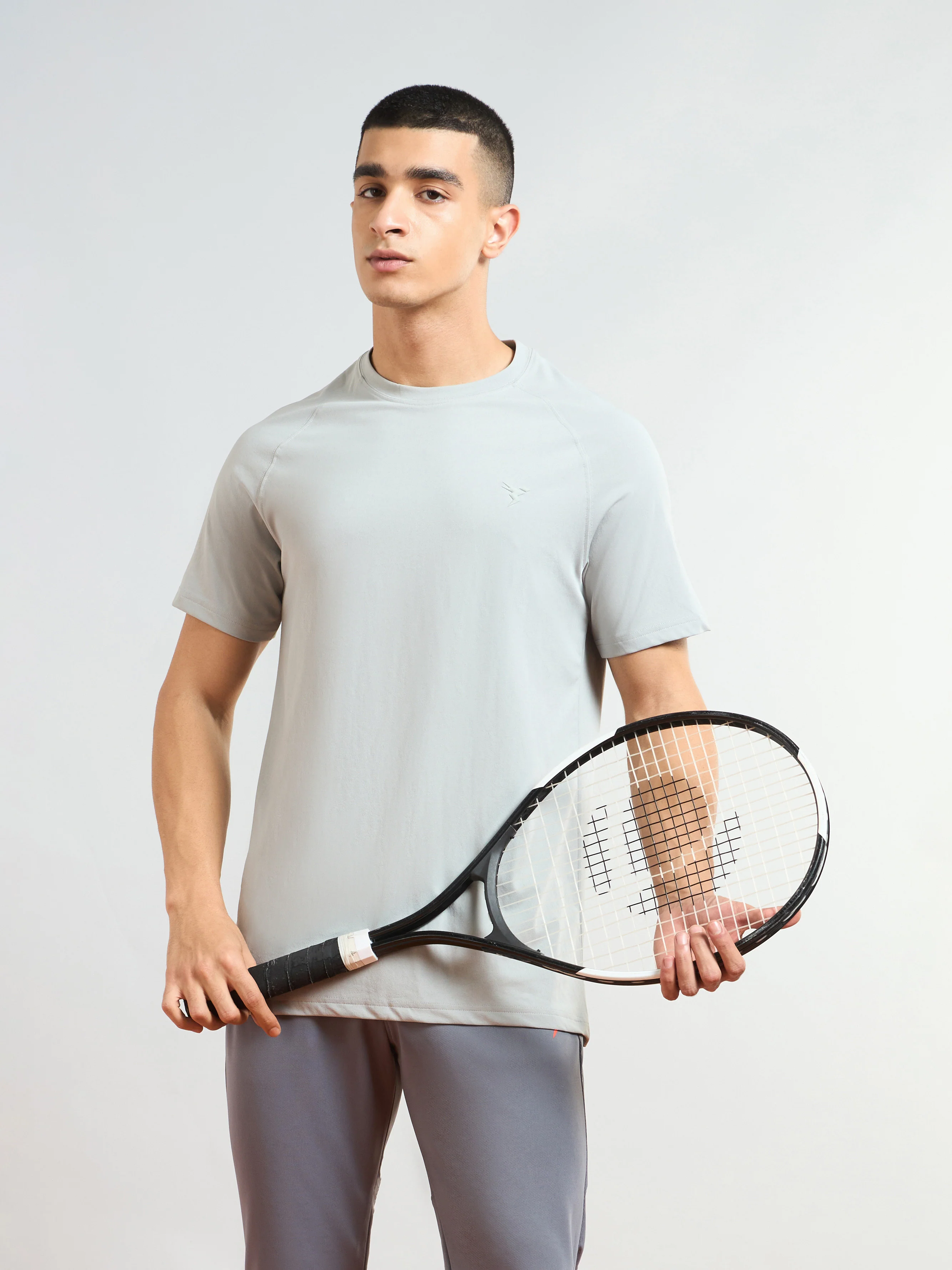Men Solid Slim Fit Round Neck T-shirt with COTFLEX