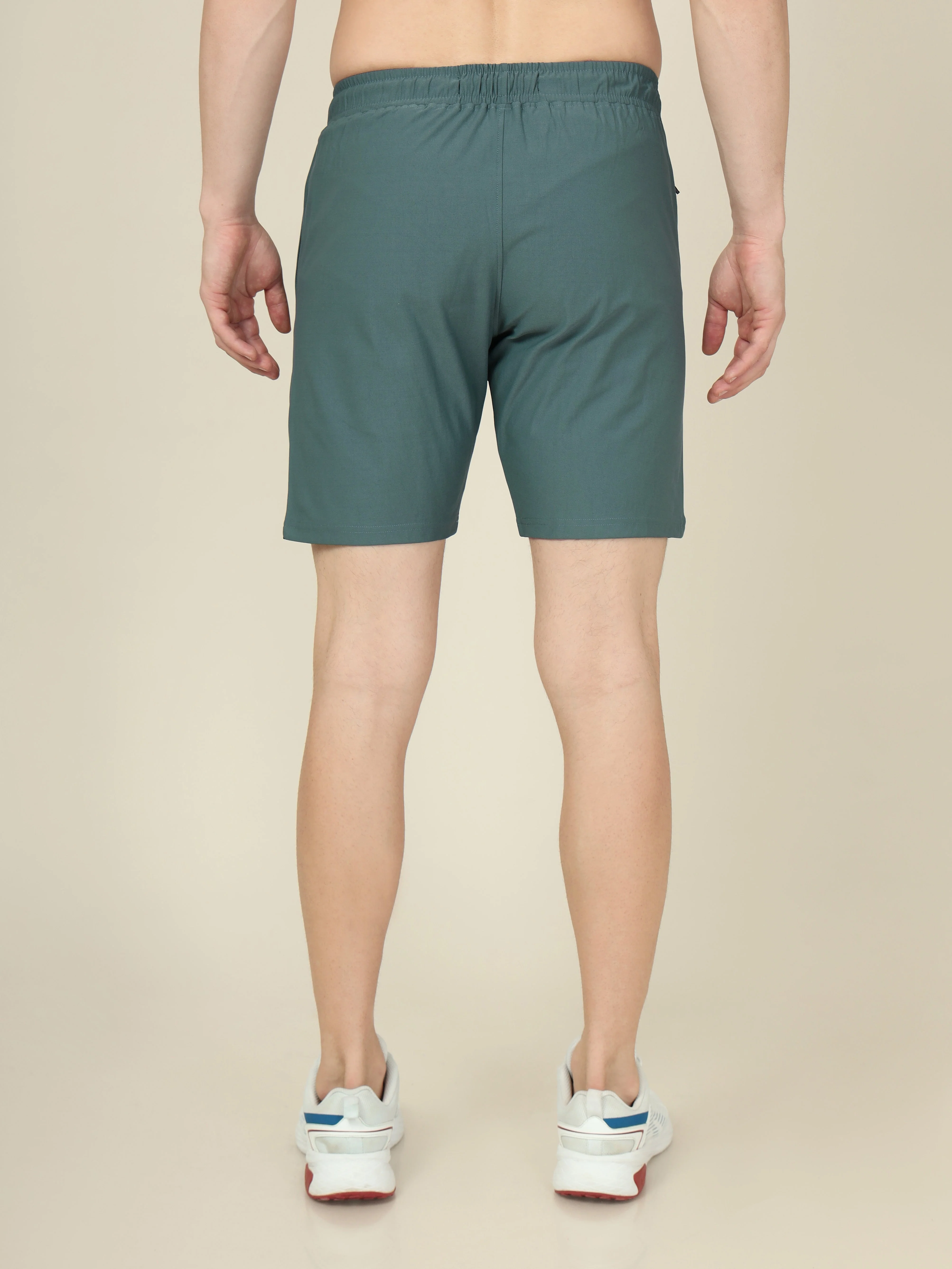 Men Solid Slim Fit Shorts with ELASTO LITE - Image 3
