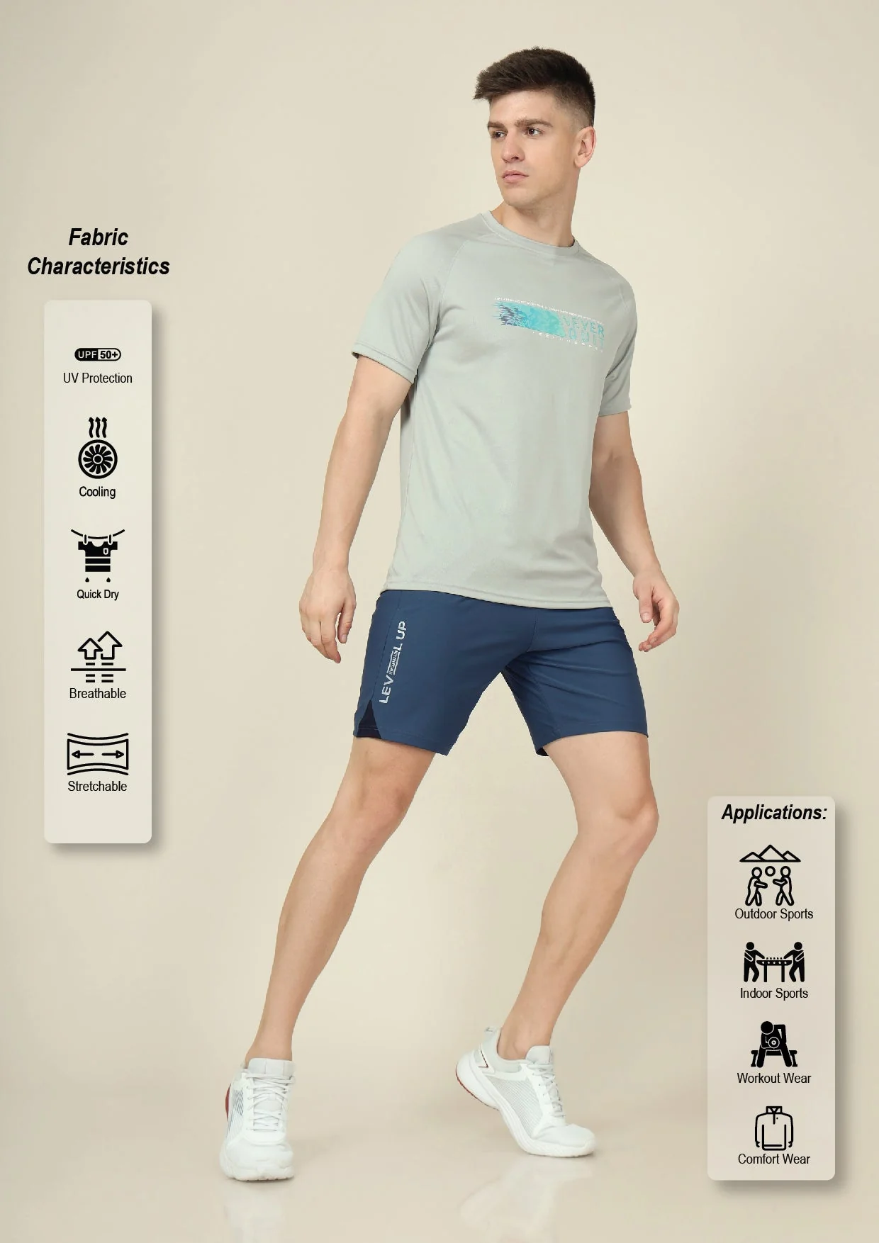 Men Solid Slim Fit Shorts with ELASTO LITE - Image 4