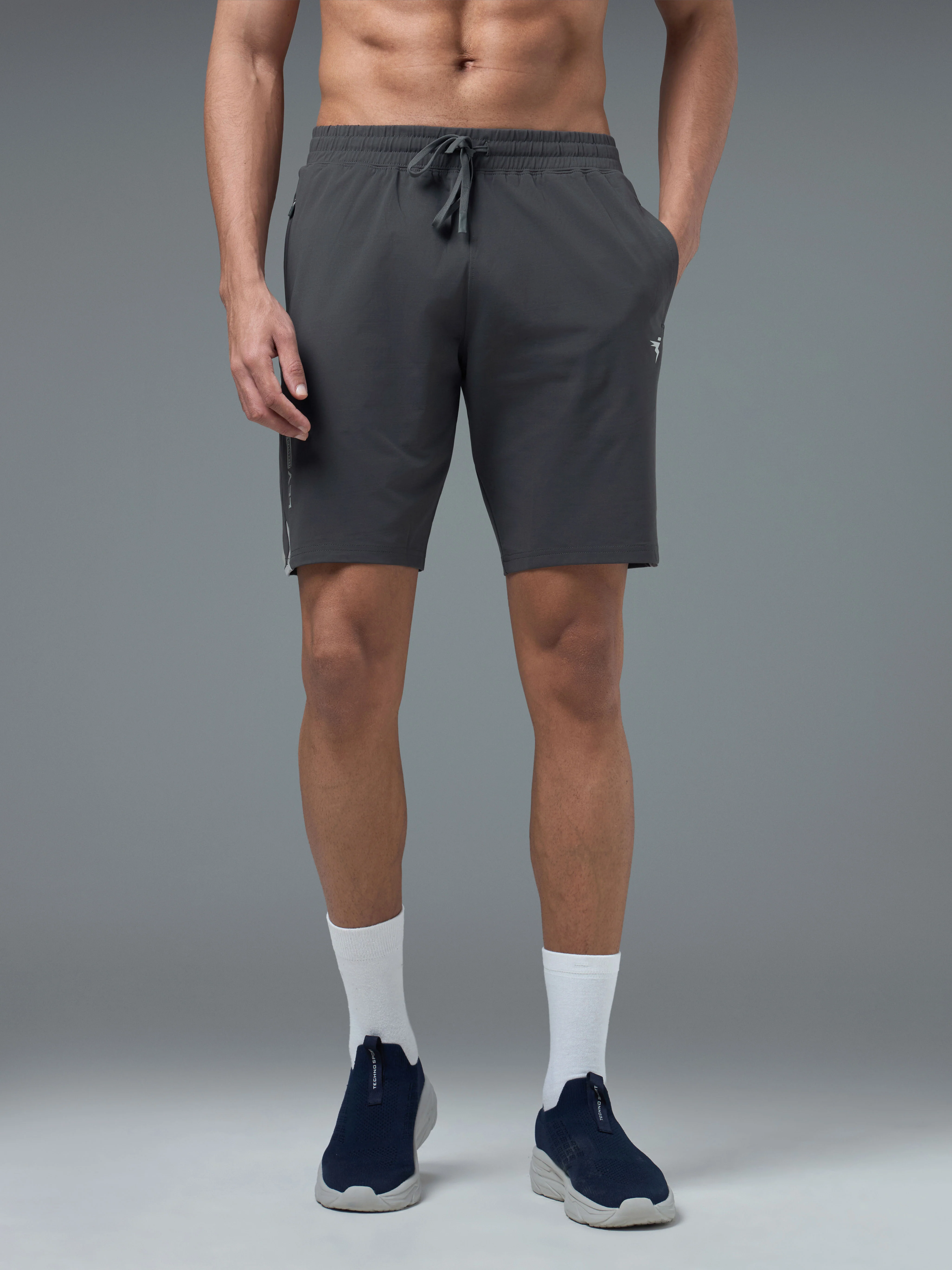 Men Solid Slim Fit Shorts with ELASTO LITE - Image 2
