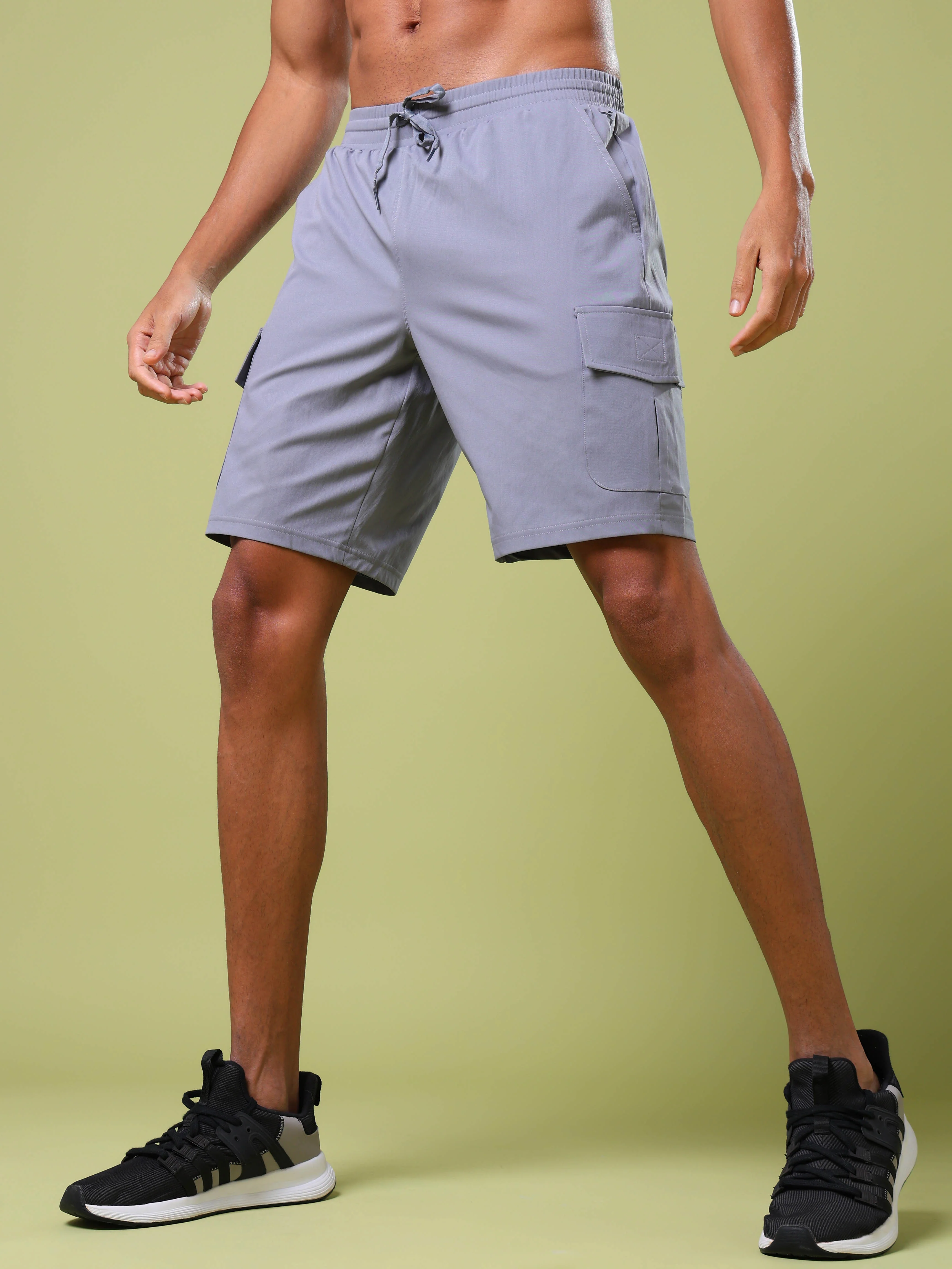 Men Solid Slim Fit Shorts with TS FLEXI