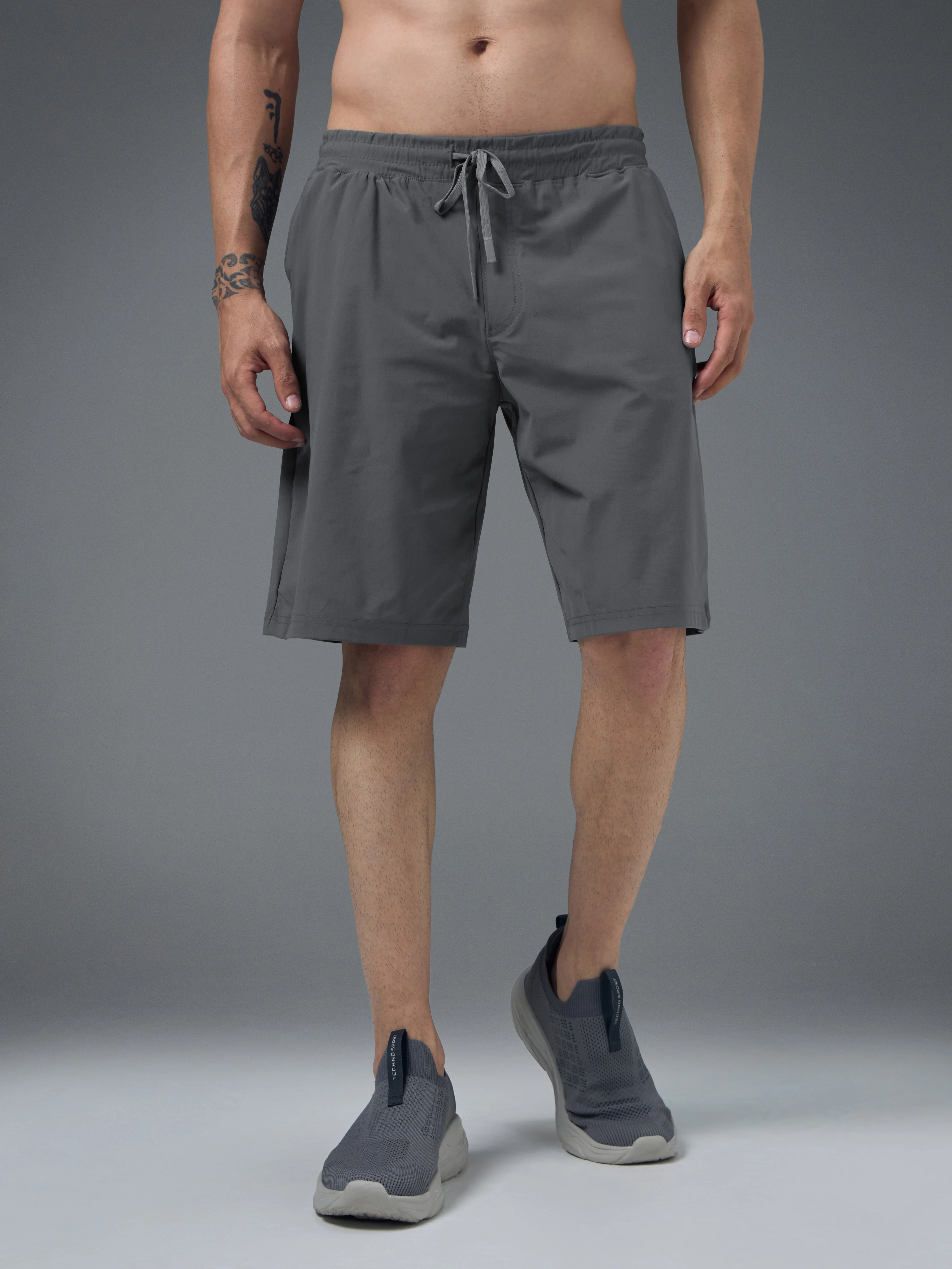 Men Solid Slim Fit Sports Shorts with DURACOOL - Image 2