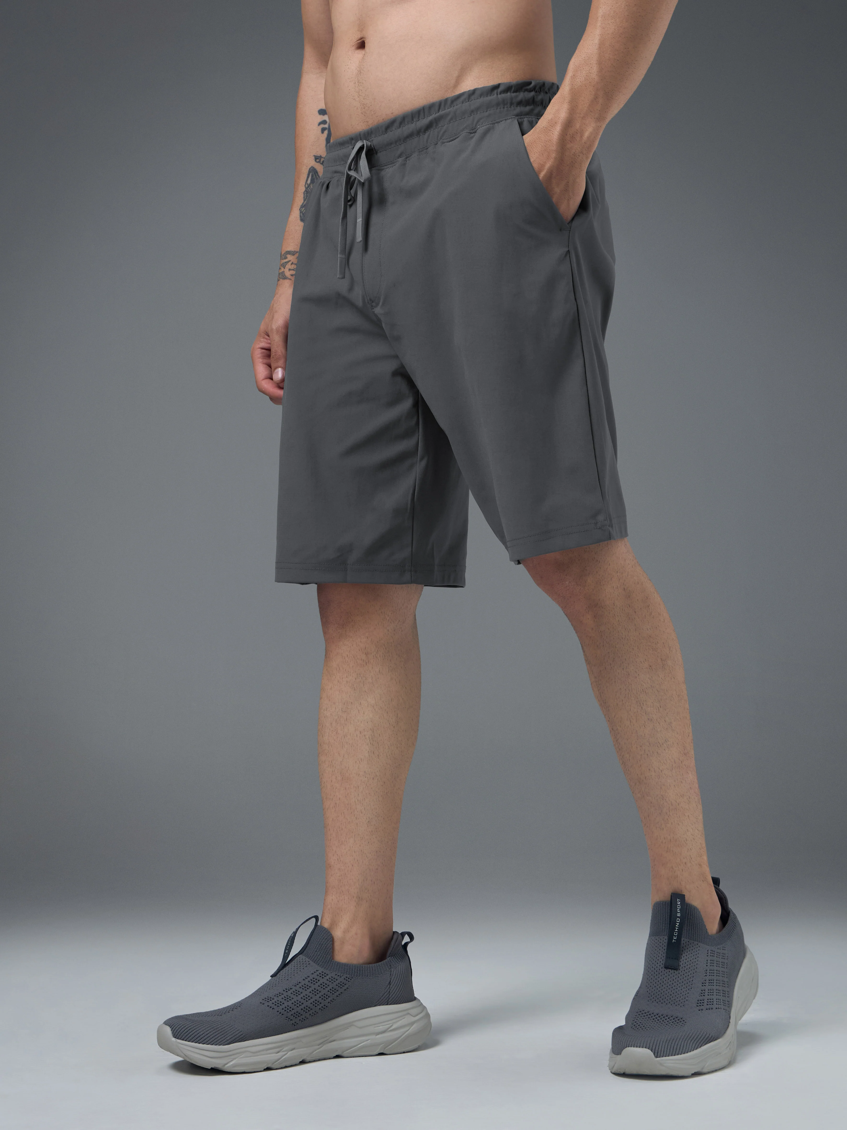 Men Solid Slim Fit Sports Shorts with DURACOOL - Image 4
