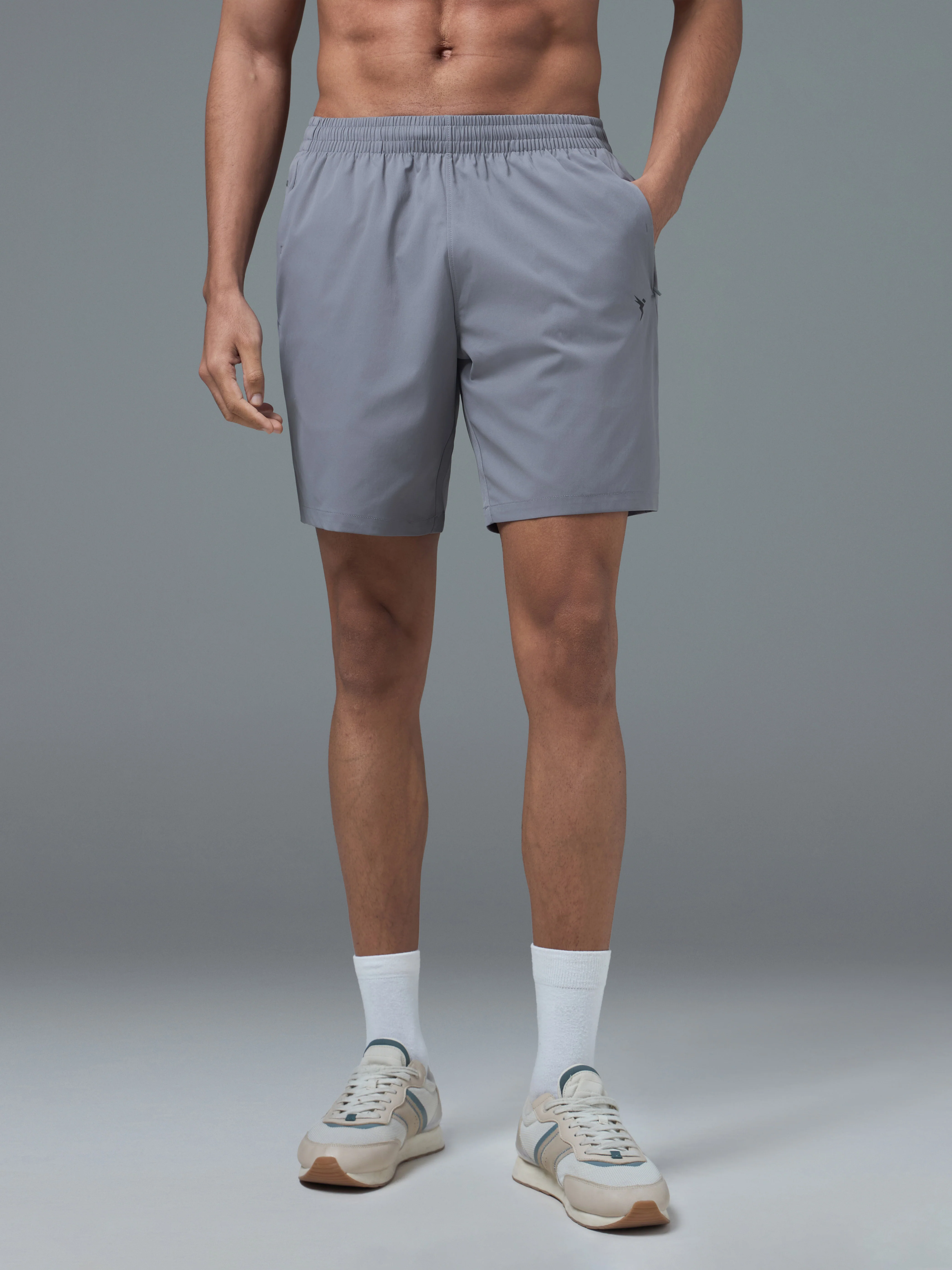 Men Solid Slim Fit Sports Shorts with TS FLEXI