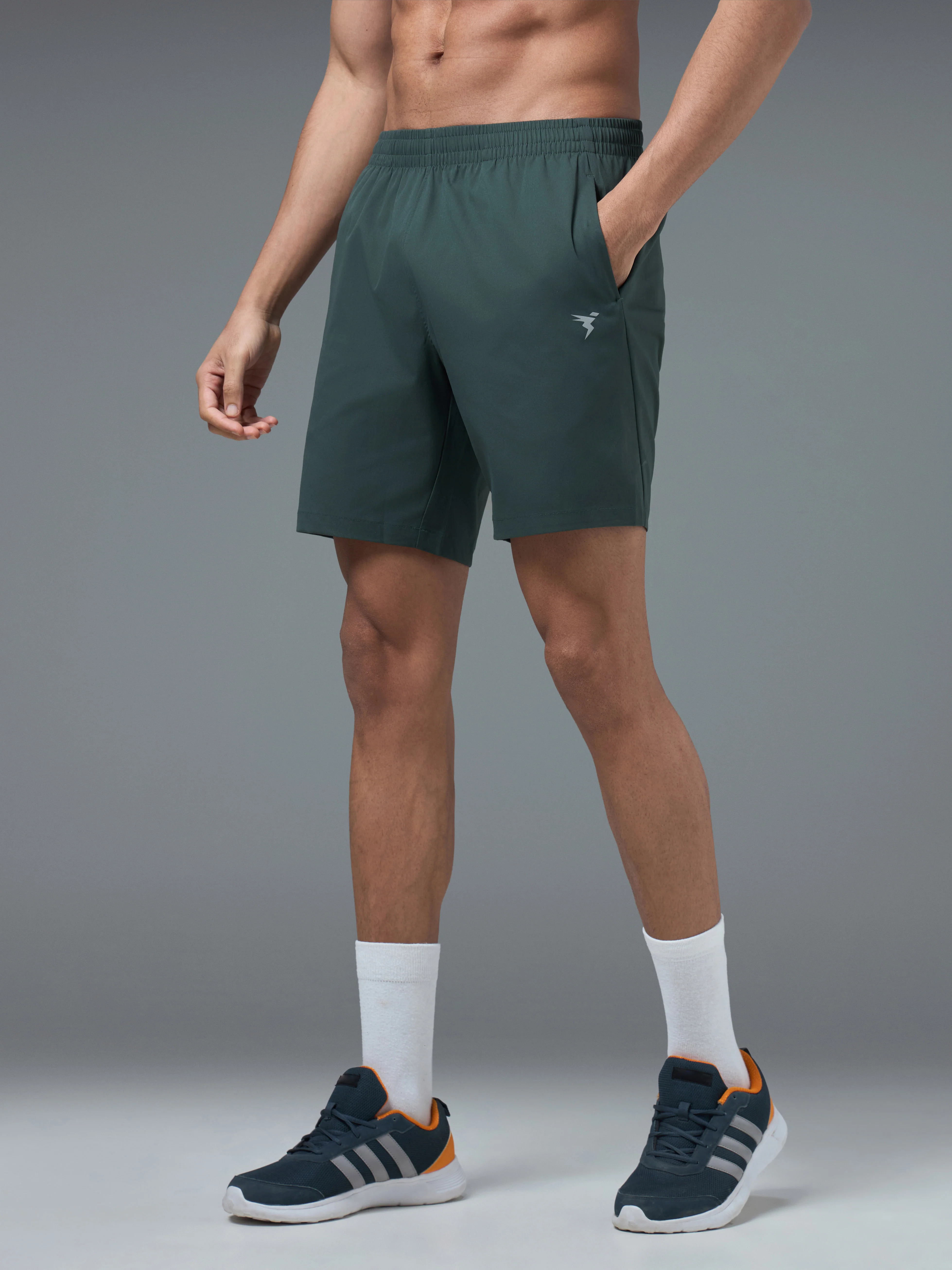 Men Solid Slim Fit Sports Shorts with TS FLEXI - Image 3