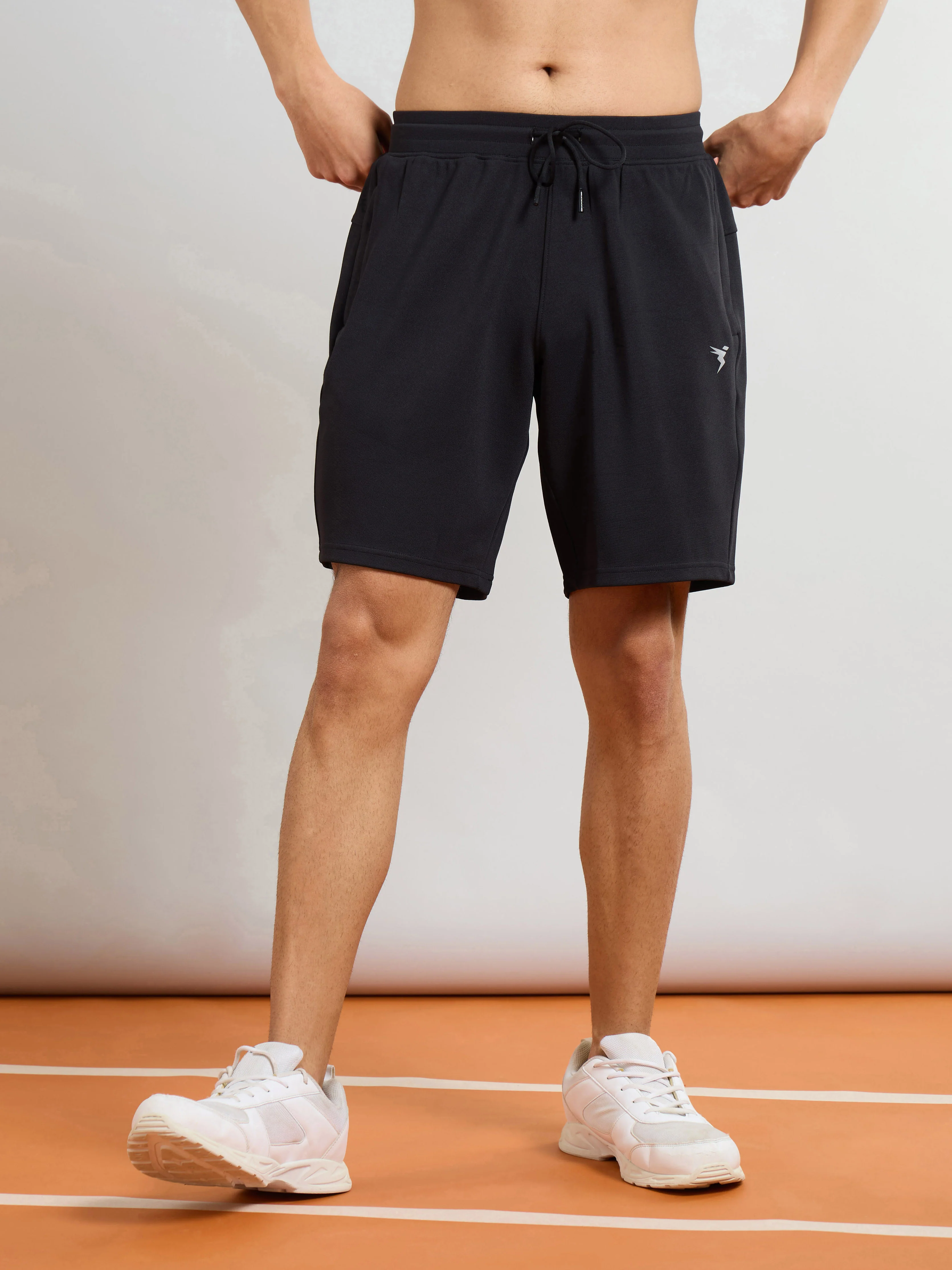 Men Solid Slim Fit Sports Shorts with TS FLEXI