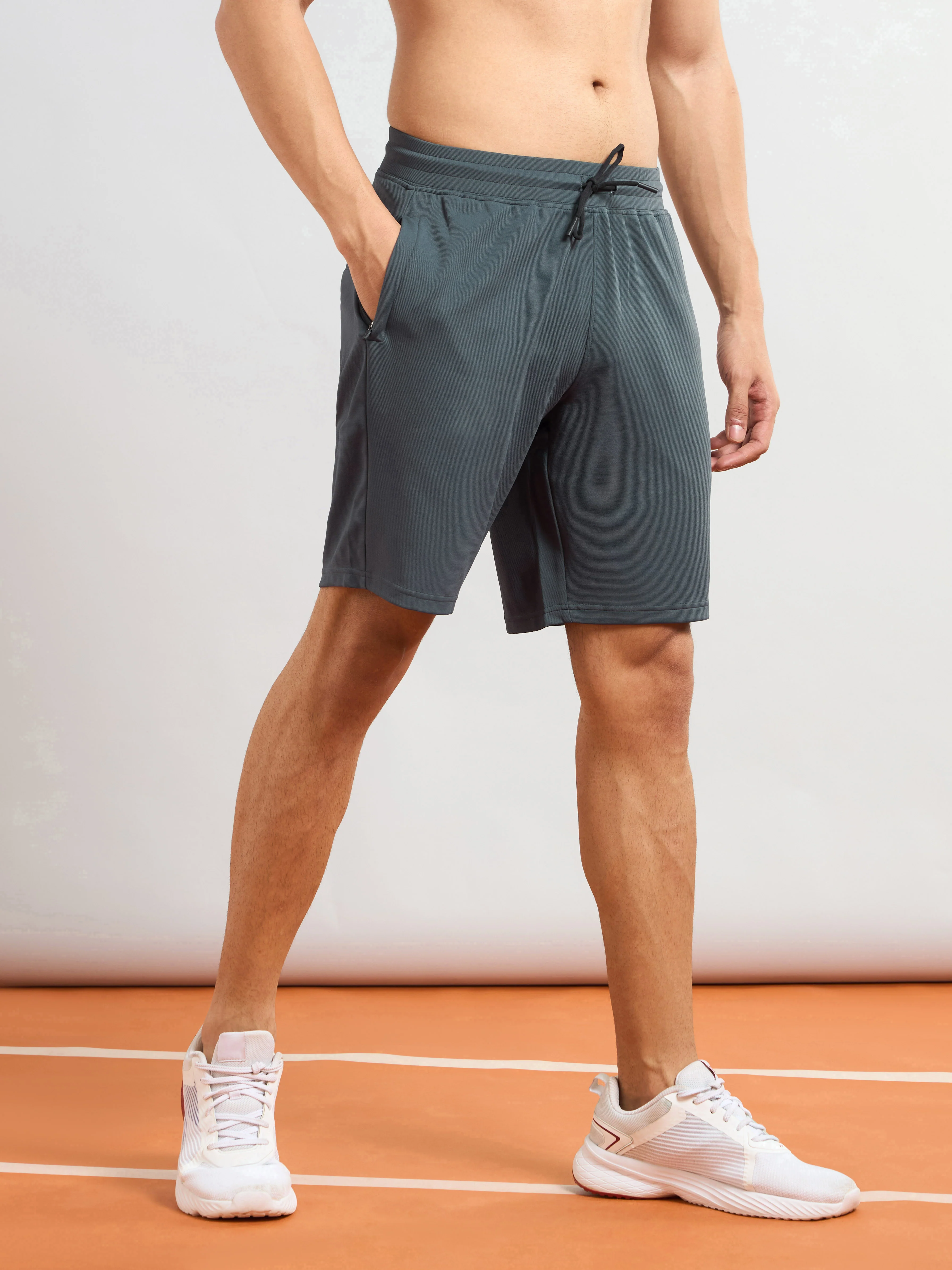 Men Solid Slim Fit Sports Shorts with TS FLEXI - Image 4