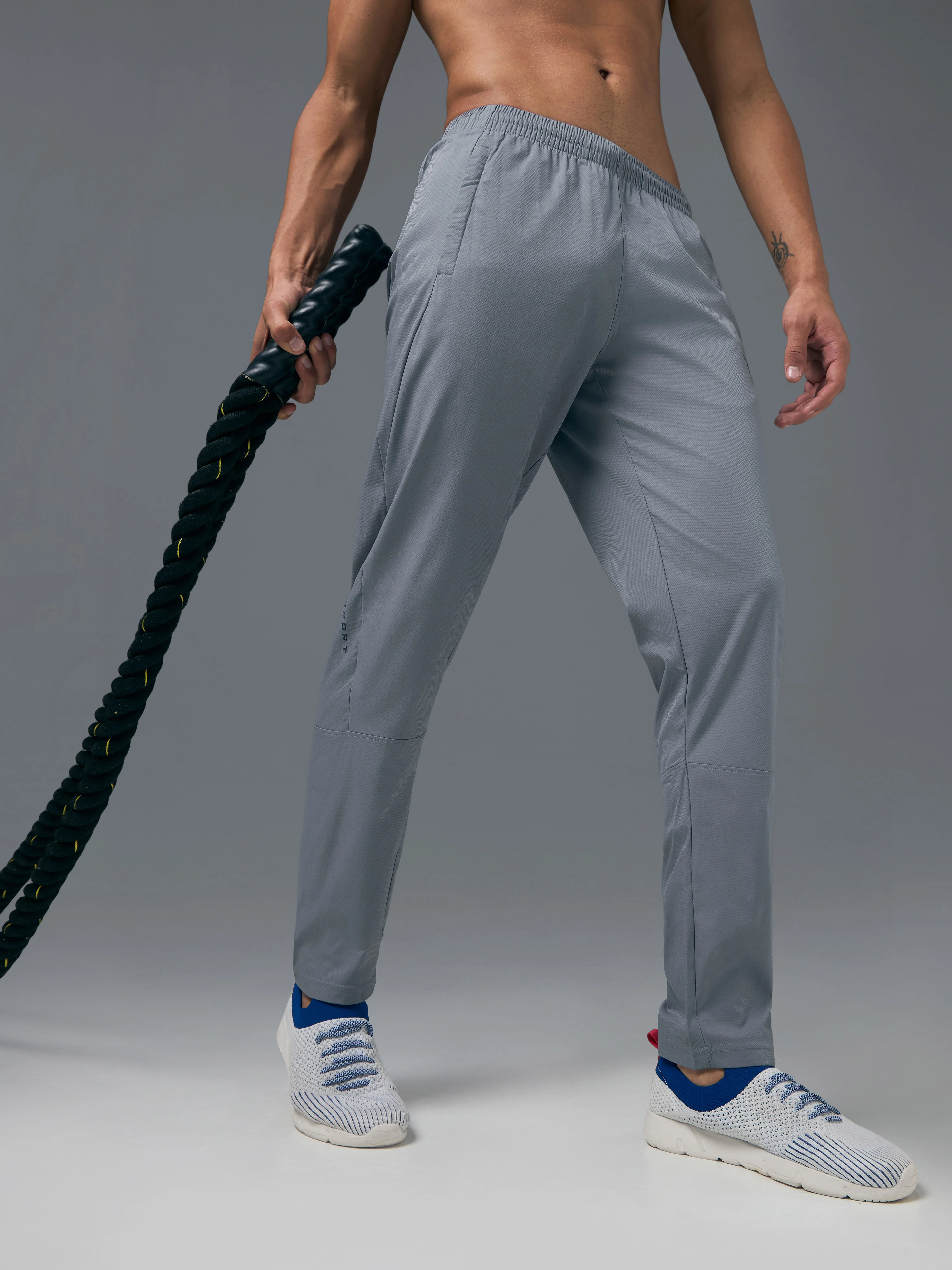 Men Solid Slim Fit Sports Trackpants with TS LYTRA
