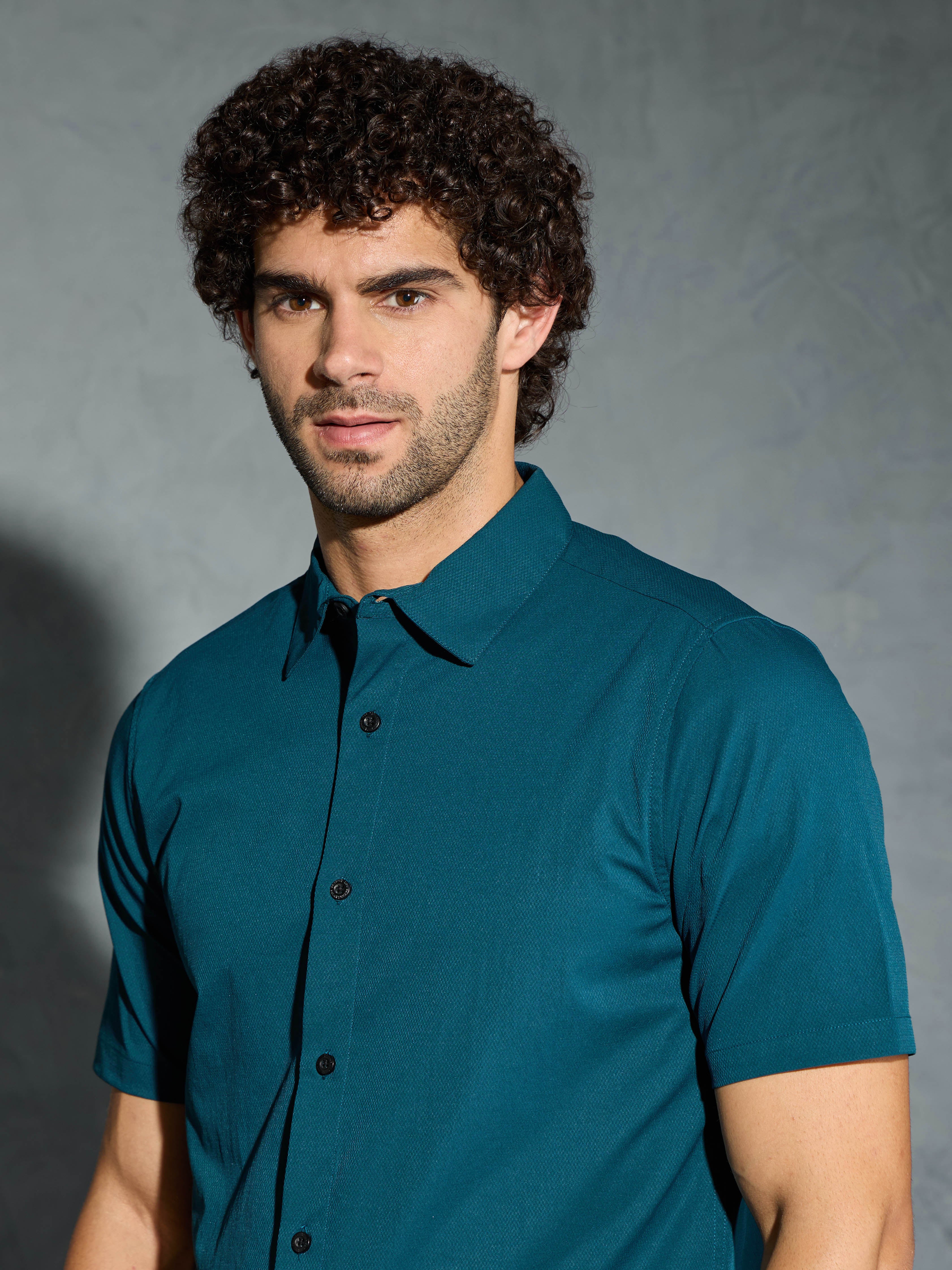Men Solid Slim Fit Spread Collar Shirt with TS LYTRA - Image 6