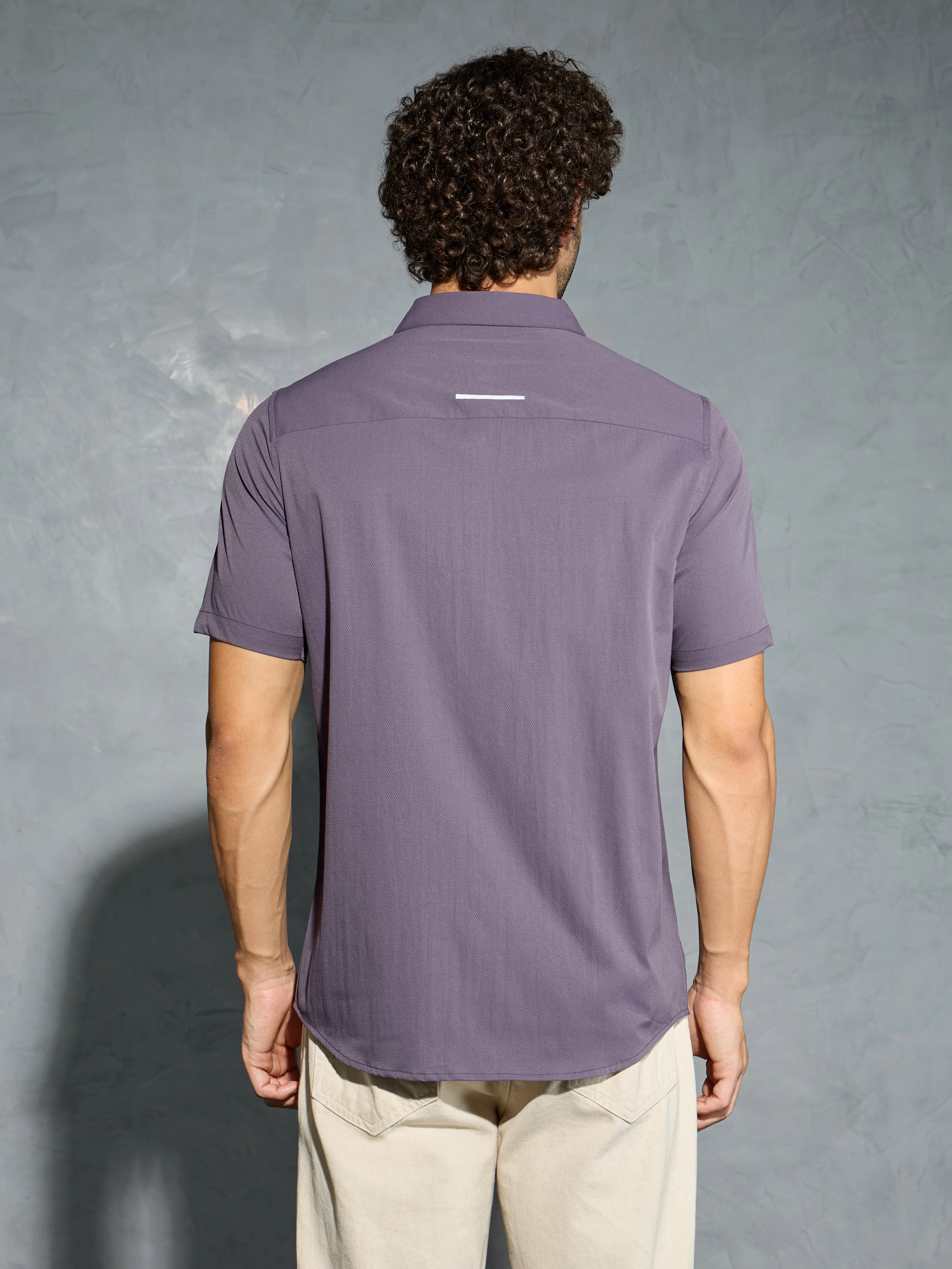 Men Solid Slim Fit Spread Collar Shirt with TS LYTRA - Image 2