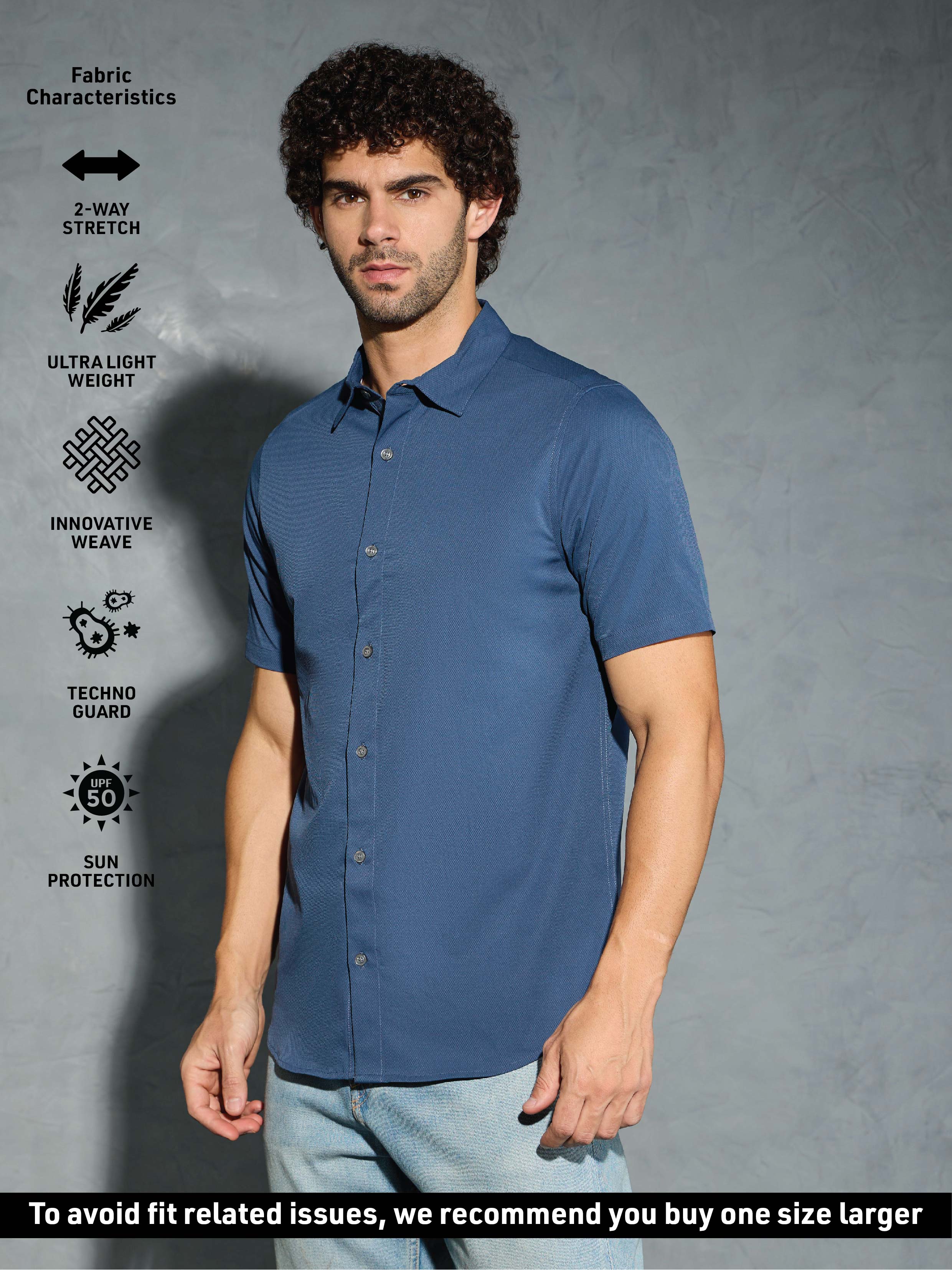 Men Solid Slim Fit Spread Collar Shirt with TS LYTRA - Image 4