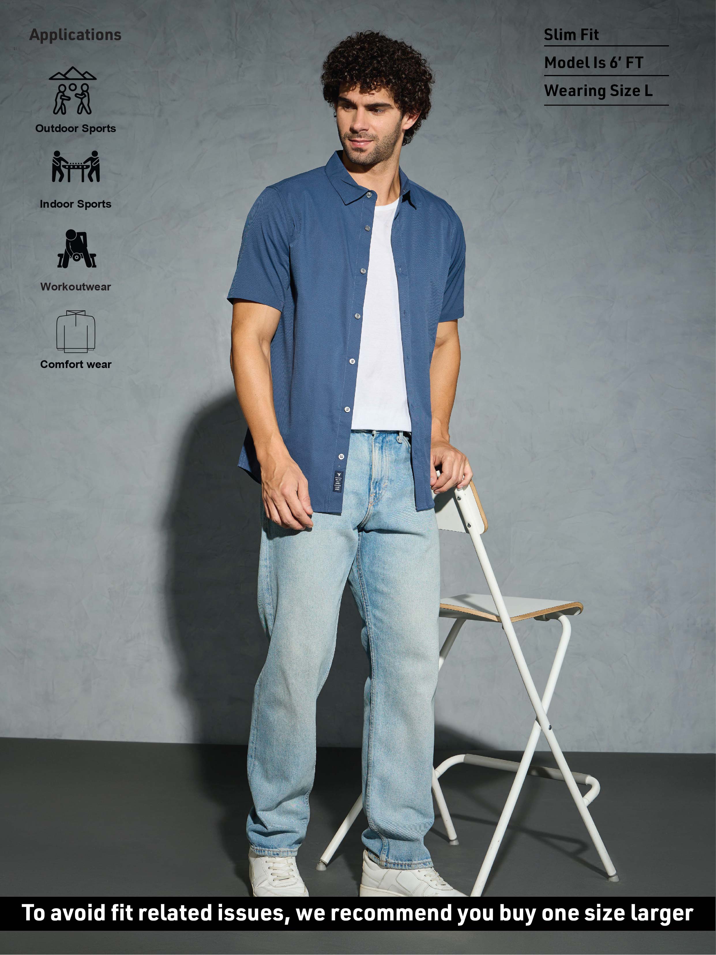 Men Solid Slim Fit Spread Collar Shirt with TS LYTRA - Image 5