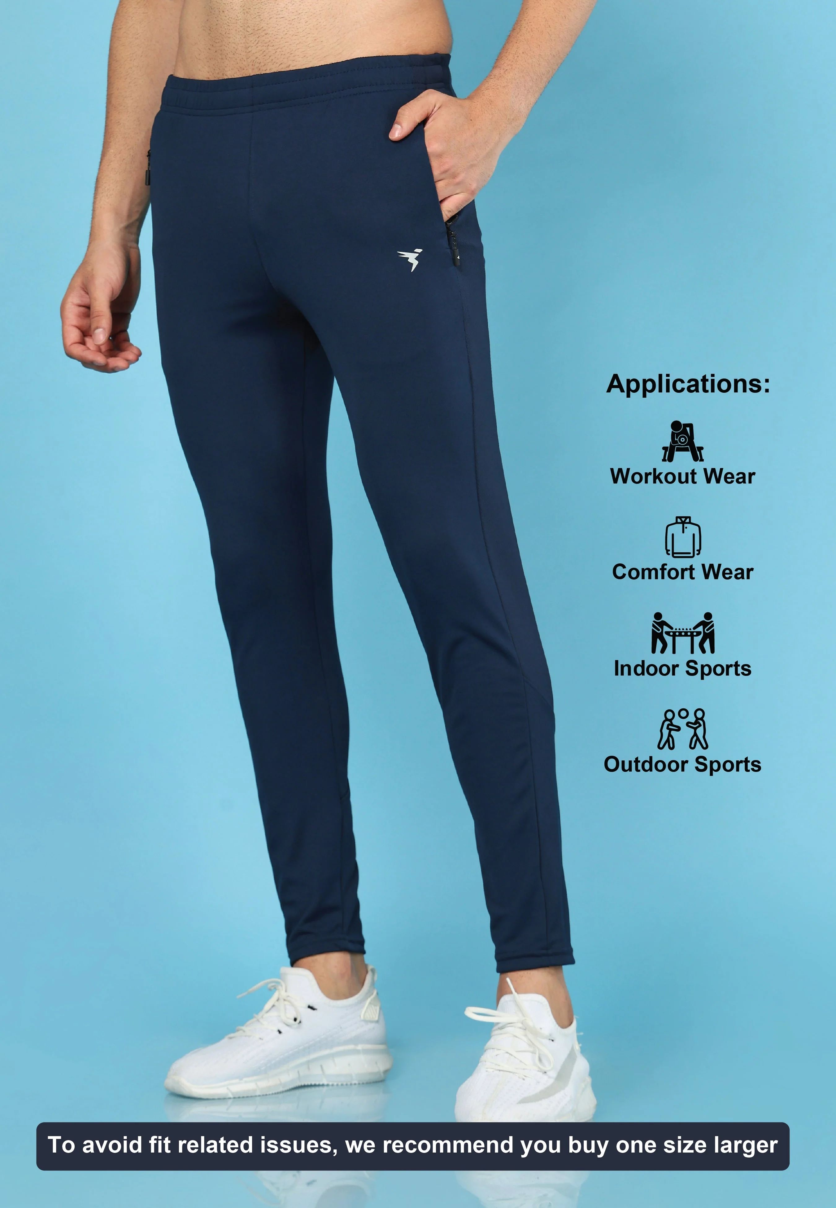 Men Solid Slim Fit Trackpants with TECHNO DRY - Image 3