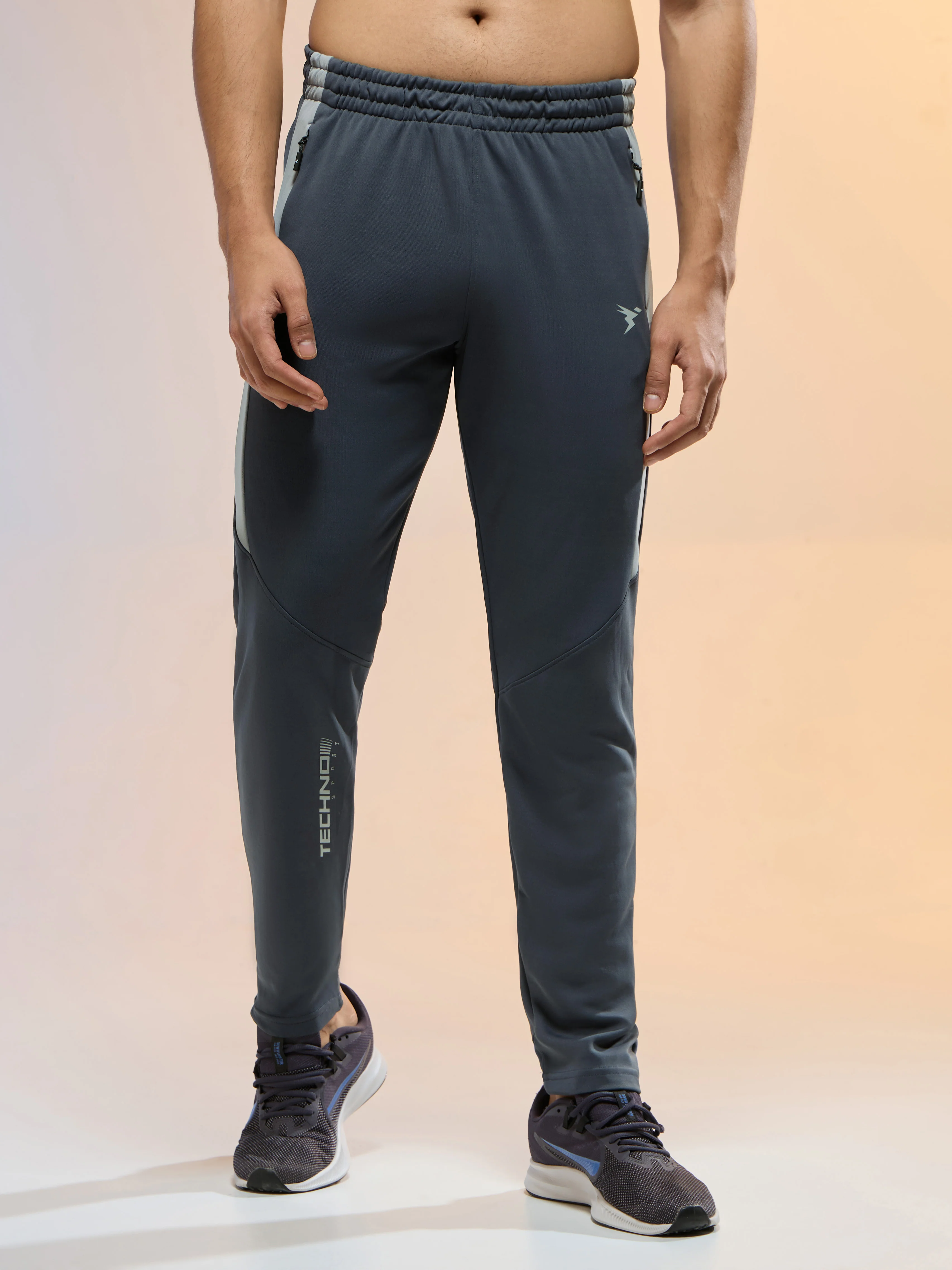 Men Solid Slim Fit Trackpants with TECHNO DRY - Image 2