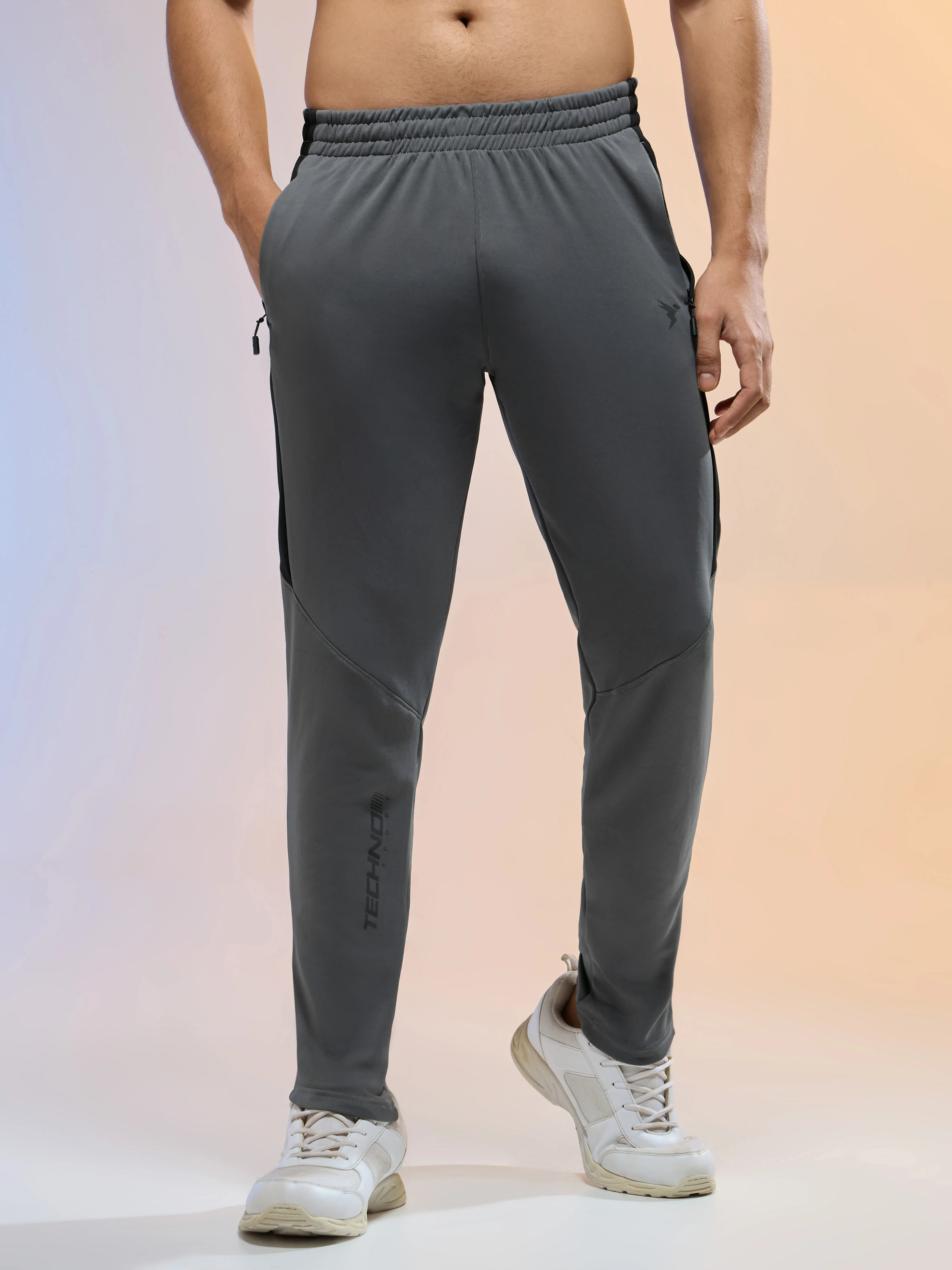 Men Solid Slim Fit Trackpants with TECHNO DRY - Image 2
