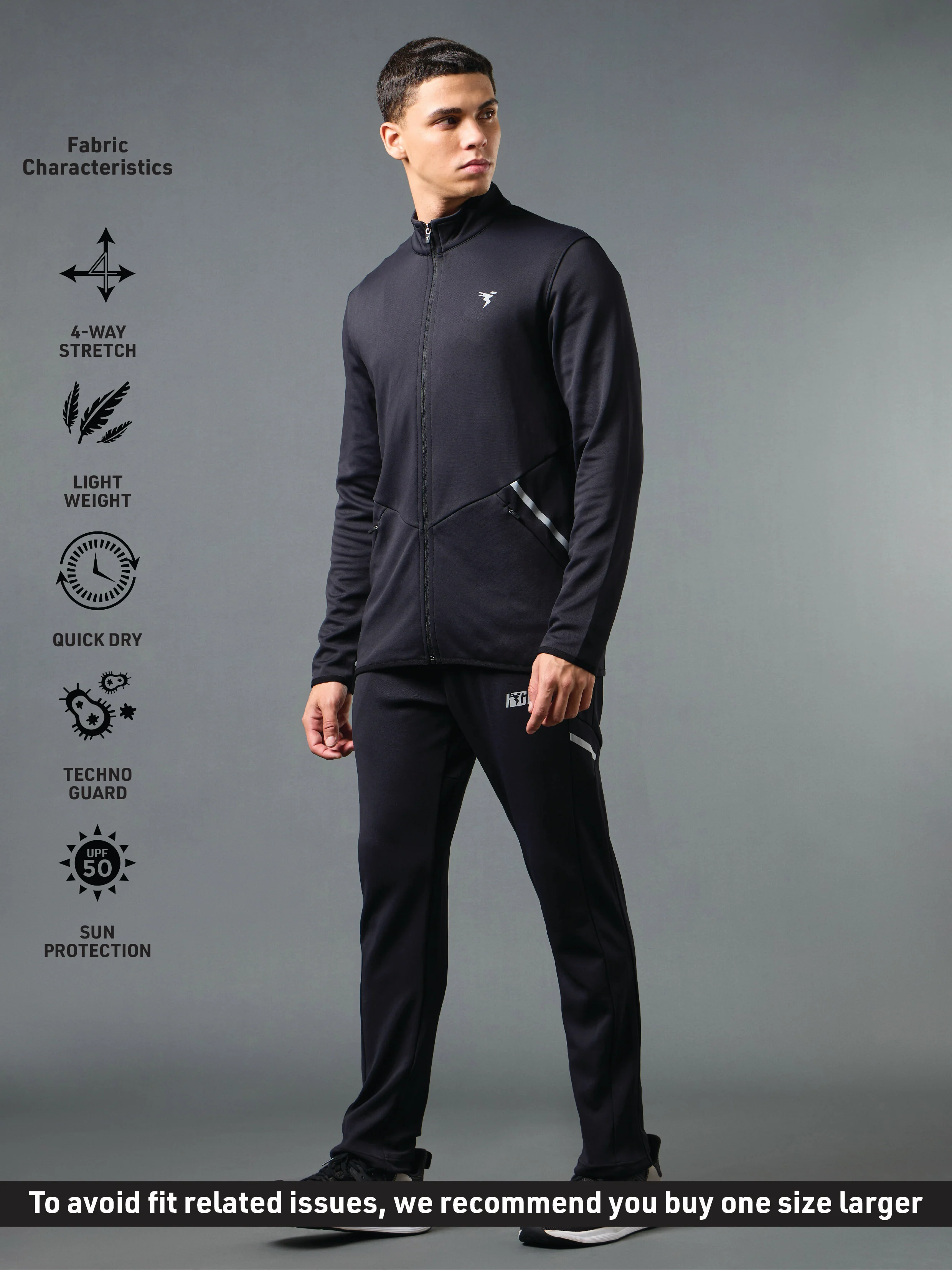 Men Solid Slim Fit Tracksuits with ELASTO LITE - Image 4