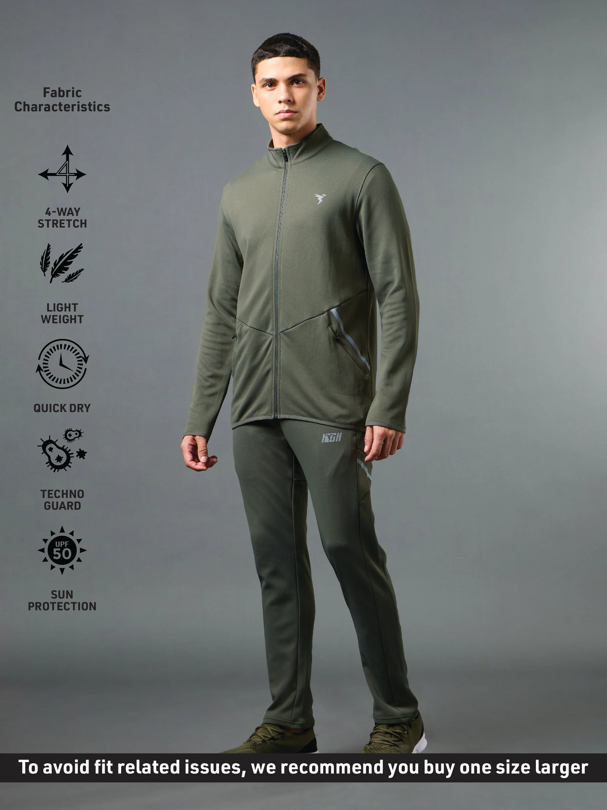 Men Solid Slim Fit Tracksuits with ELASTO LITE - Image 3