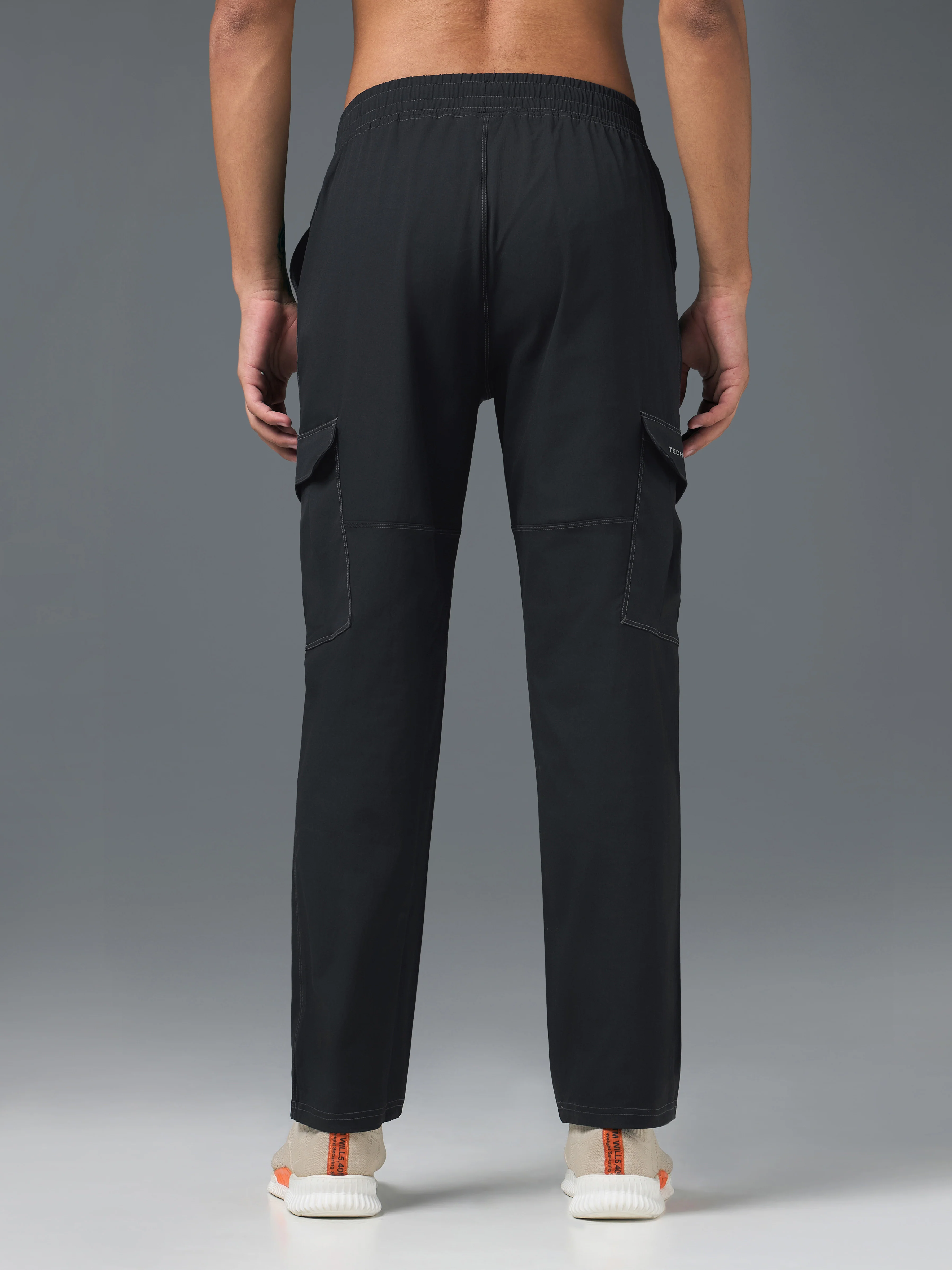 Men Solid Straight Fit Sports Cargo Trackpants with TS FLEXI - Image 3
