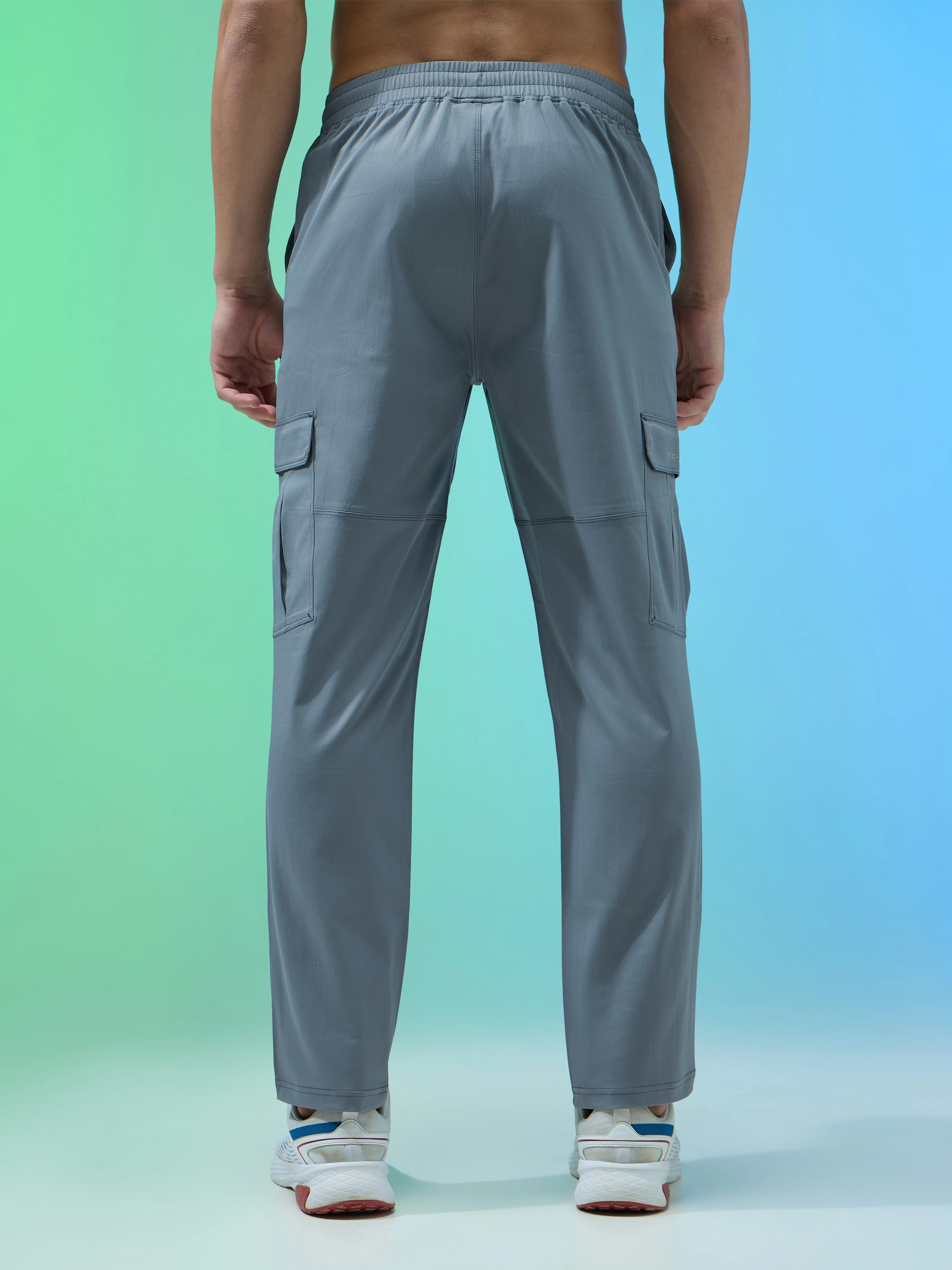 Men Solid Straight Fit Sports Cargo Trackpants with TS FLEXI - Image 3