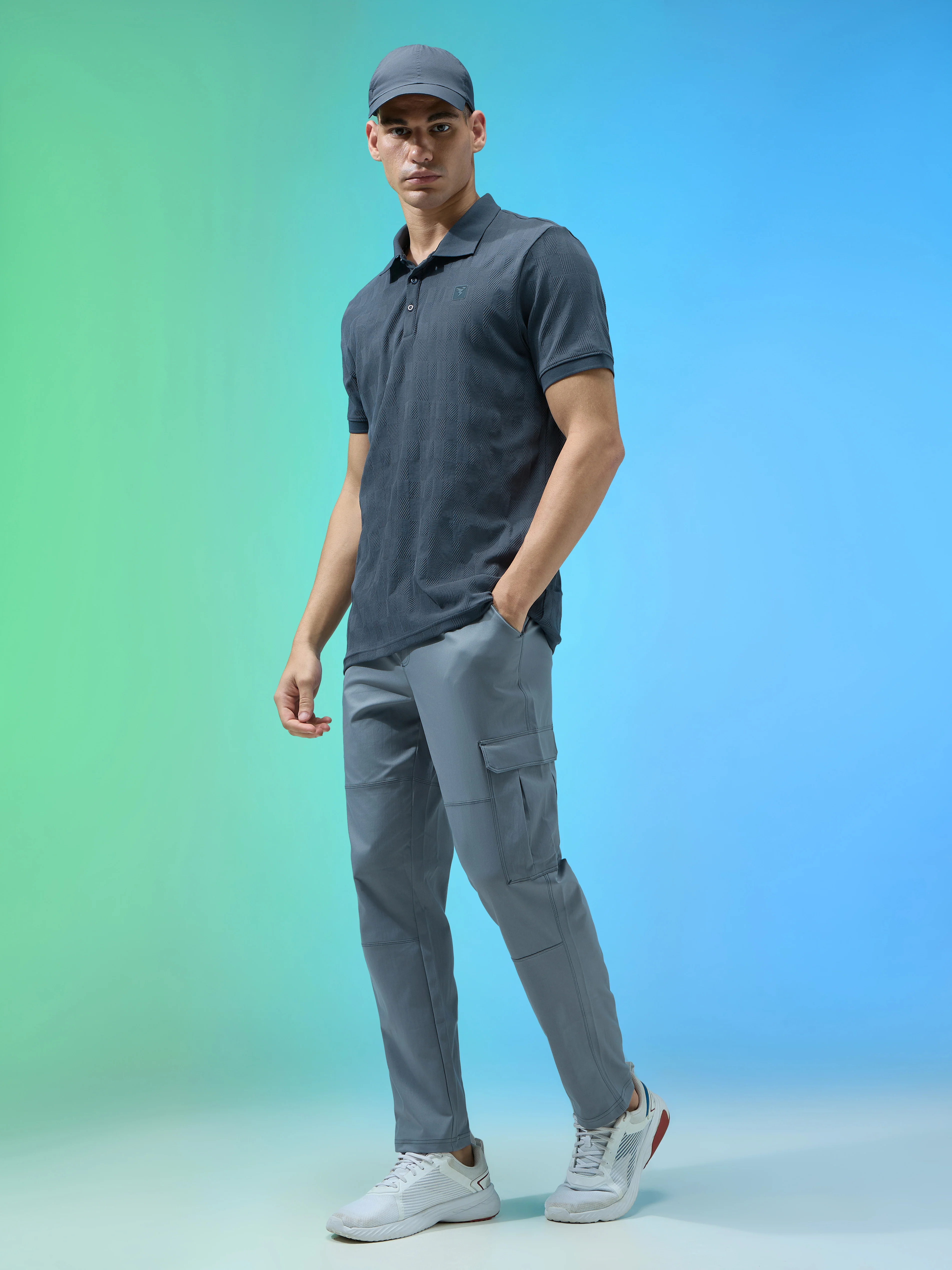 Men Solid Straight Fit Sports Cargo Trackpants with TS FLEXI - Image 5
