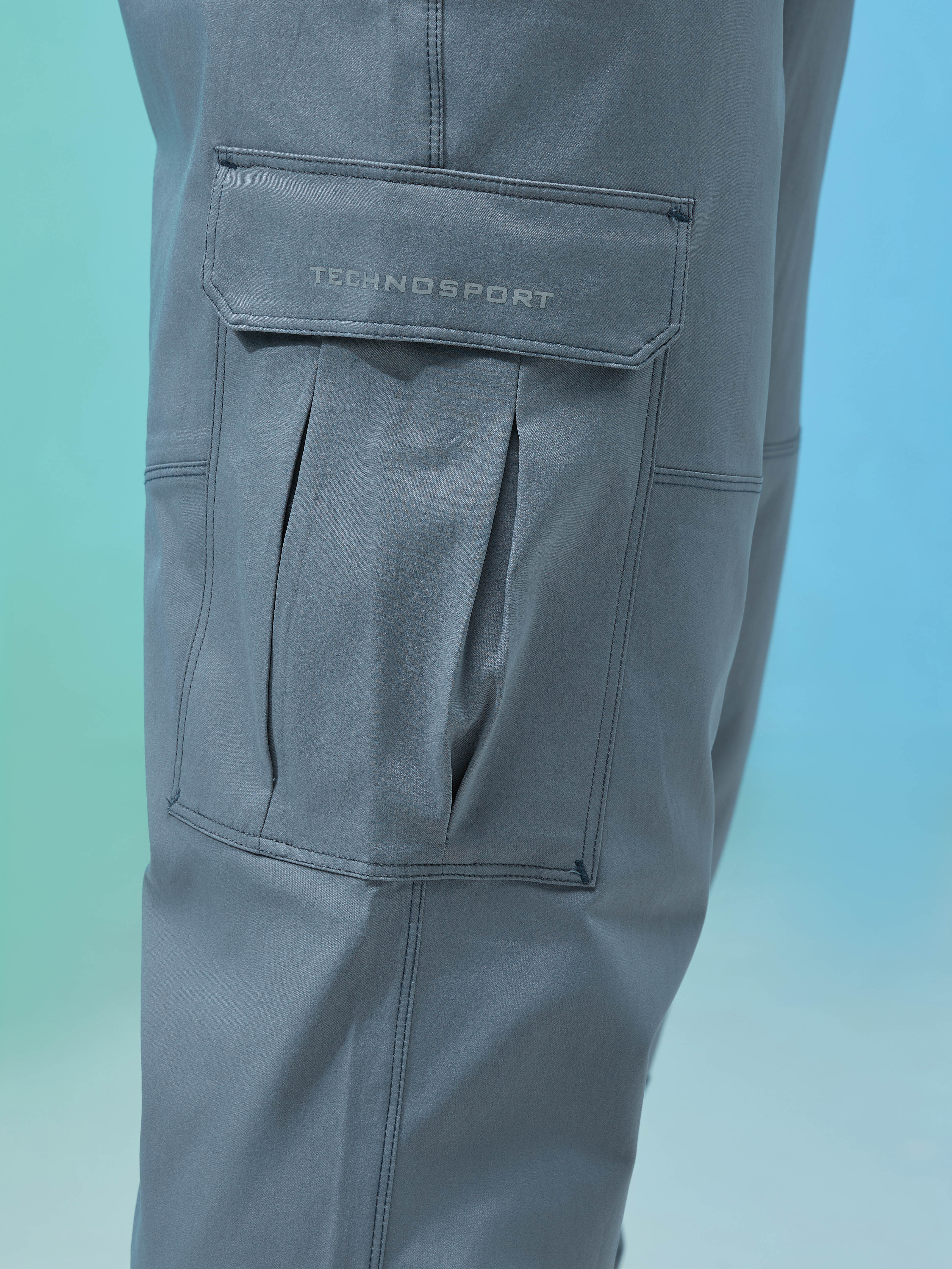 Men Solid Straight Fit Sports Cargo Trackpants with TS FLEXI - Image 7