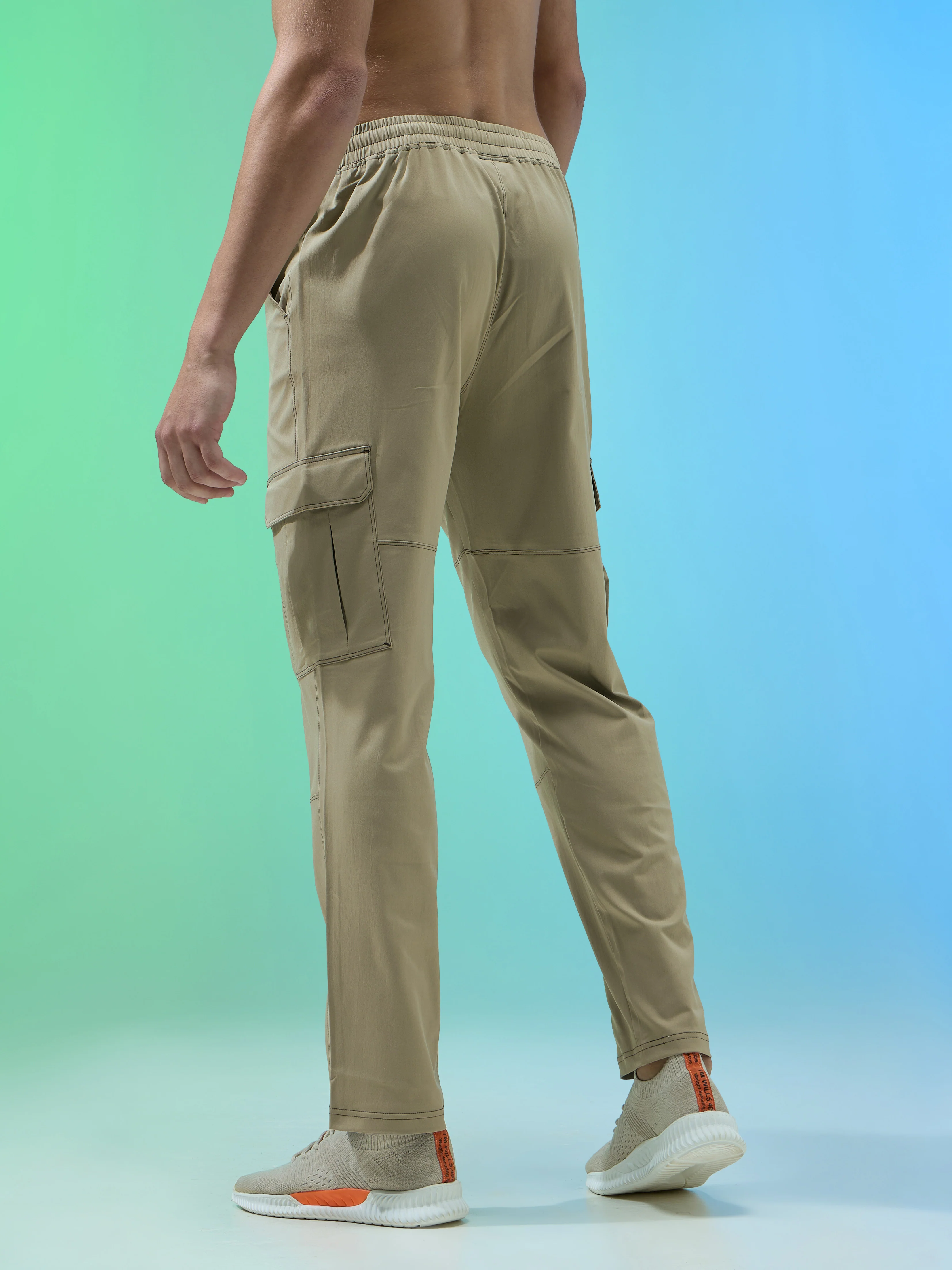 Men Solid Straight Fit Sports Cargo Trackpants with TS FLEXI - Image 3