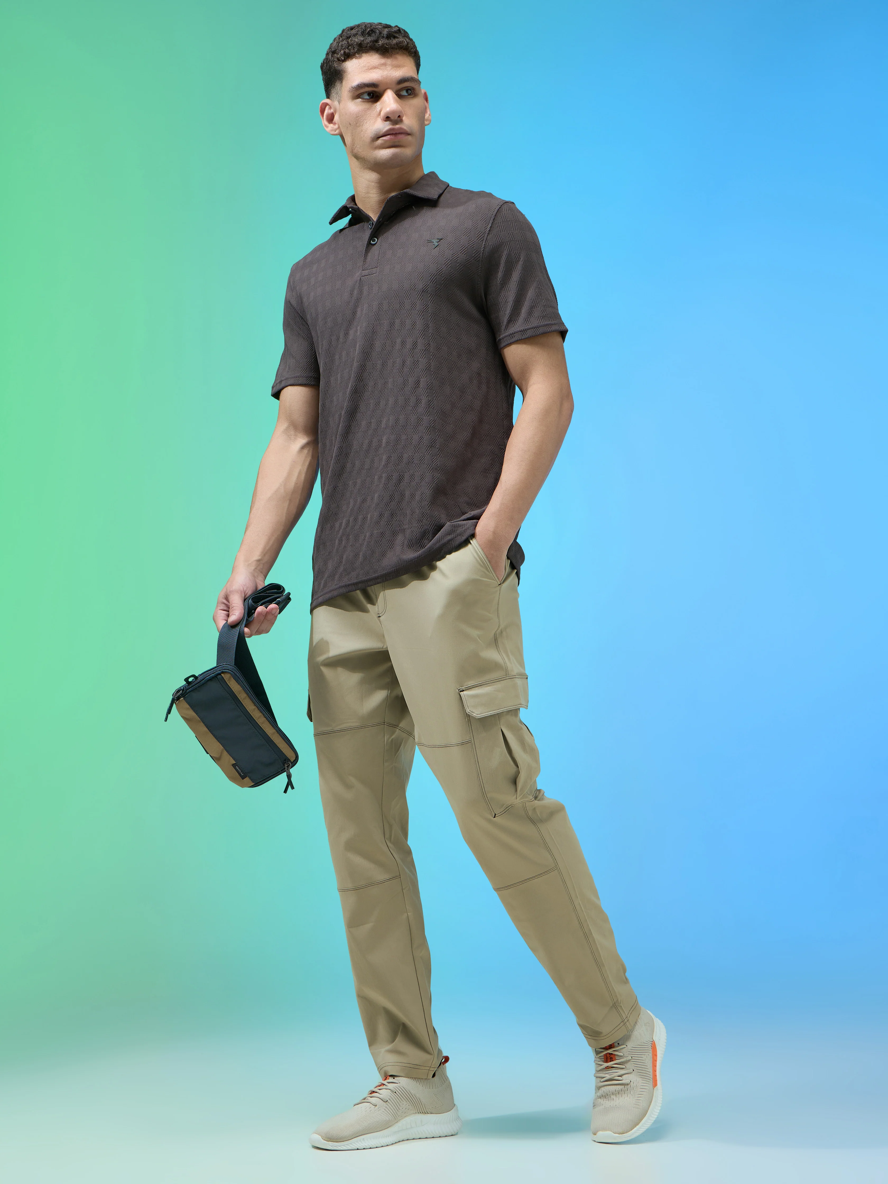 Men Solid Straight Fit Sports Cargo Trackpants with TS FLEXI - Image 5