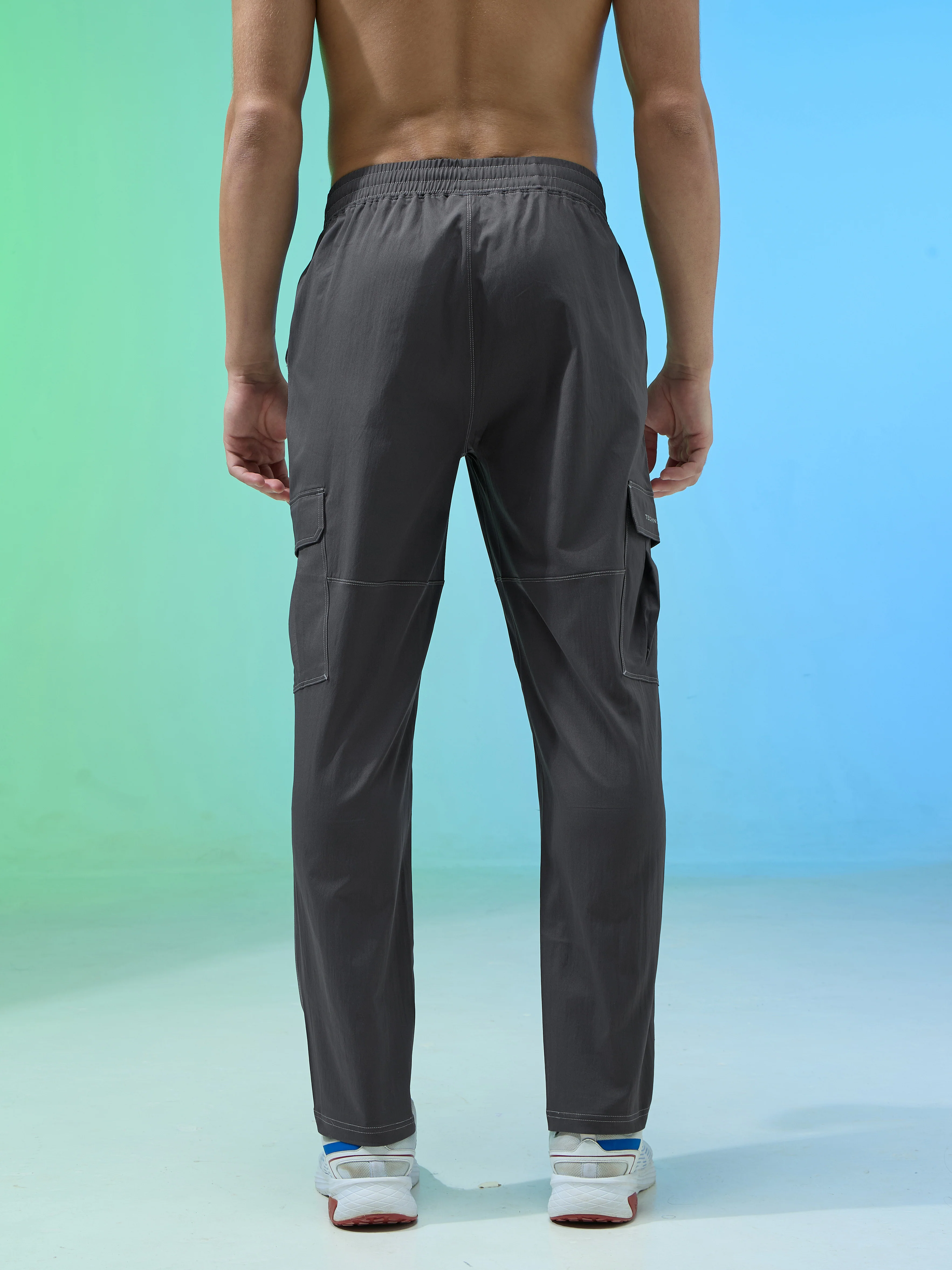 Men Solid Straight Fit Sports Cargo Trackpants with TS FLEXI - Image 4
