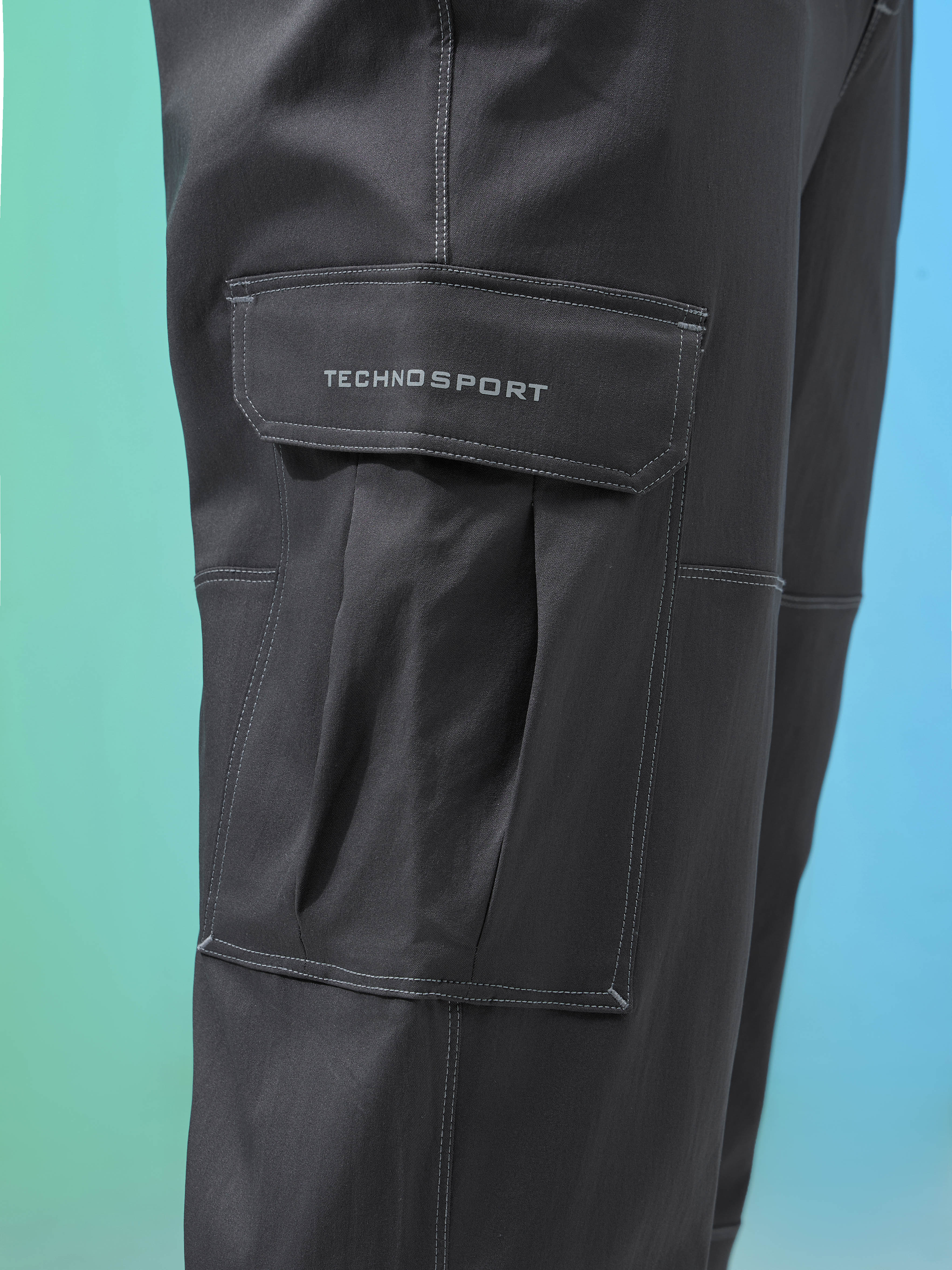 Men Solid Straight Fit Sports Cargo Trackpants with TS FLEXI - Image 7