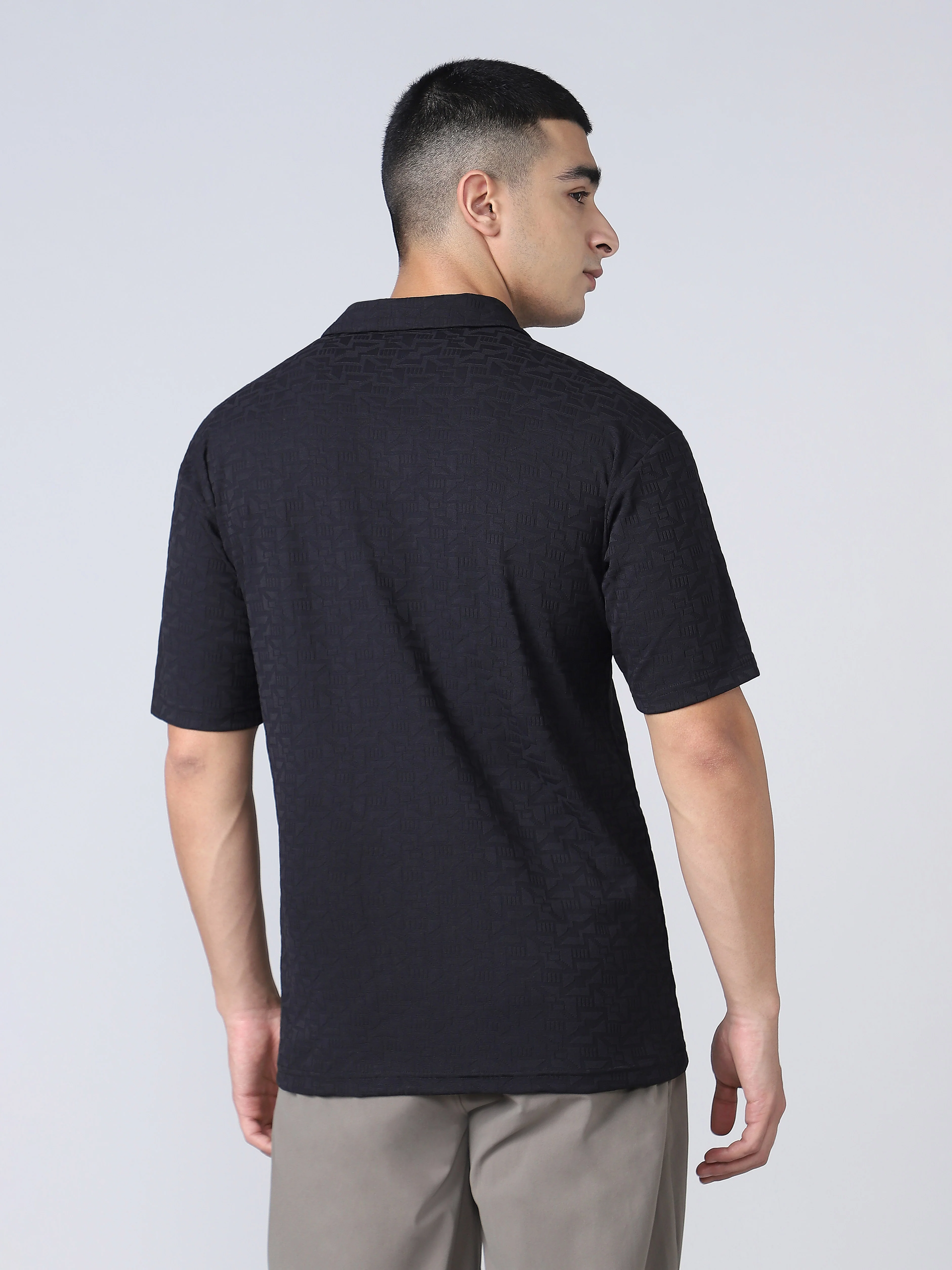 Men Textured Oversized Polo Sports T-shirt with COTFLEX - Image 2