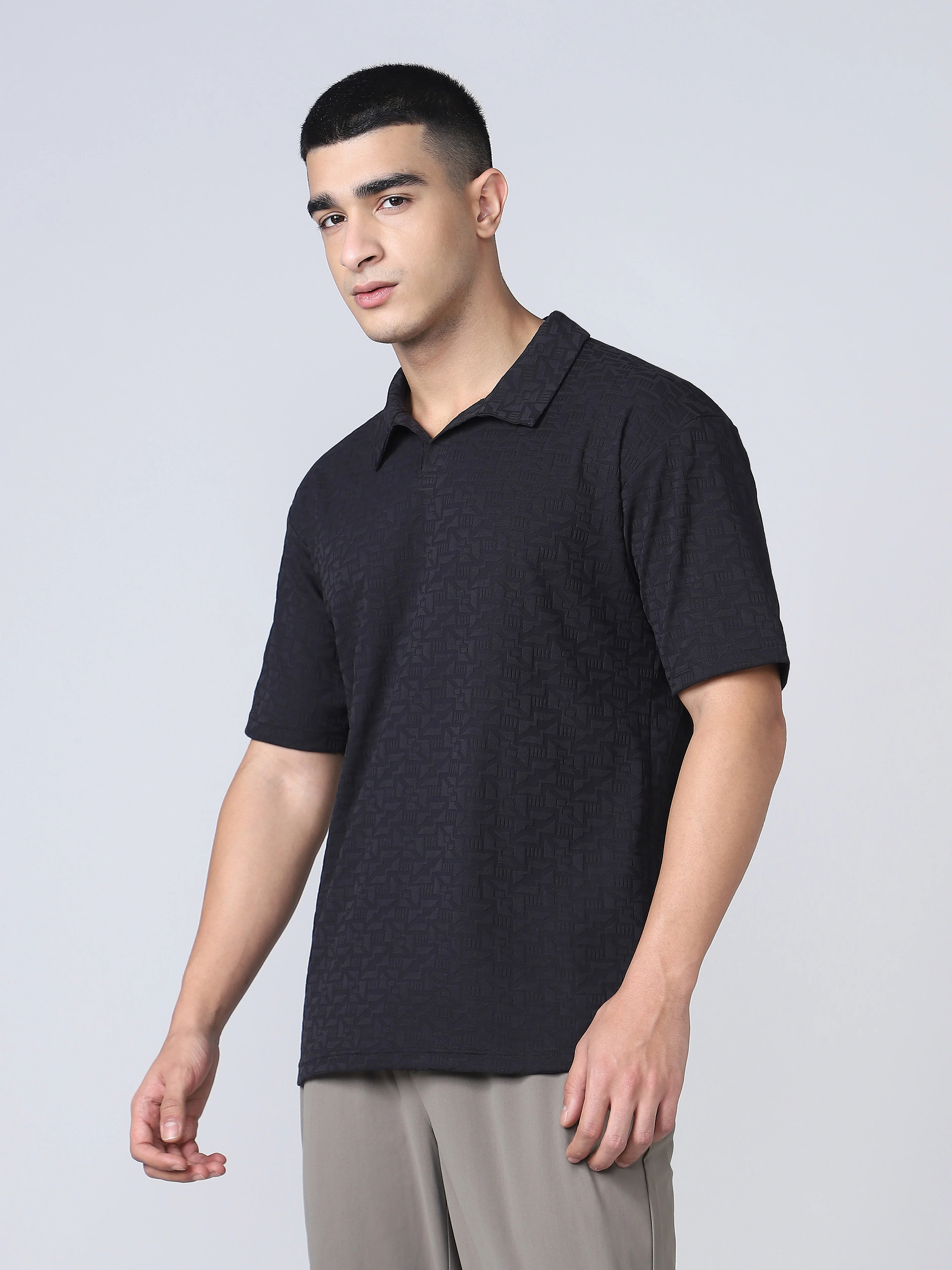 Men Textured Oversized Polo Sports T-shirt with COTFLEX - Image 3