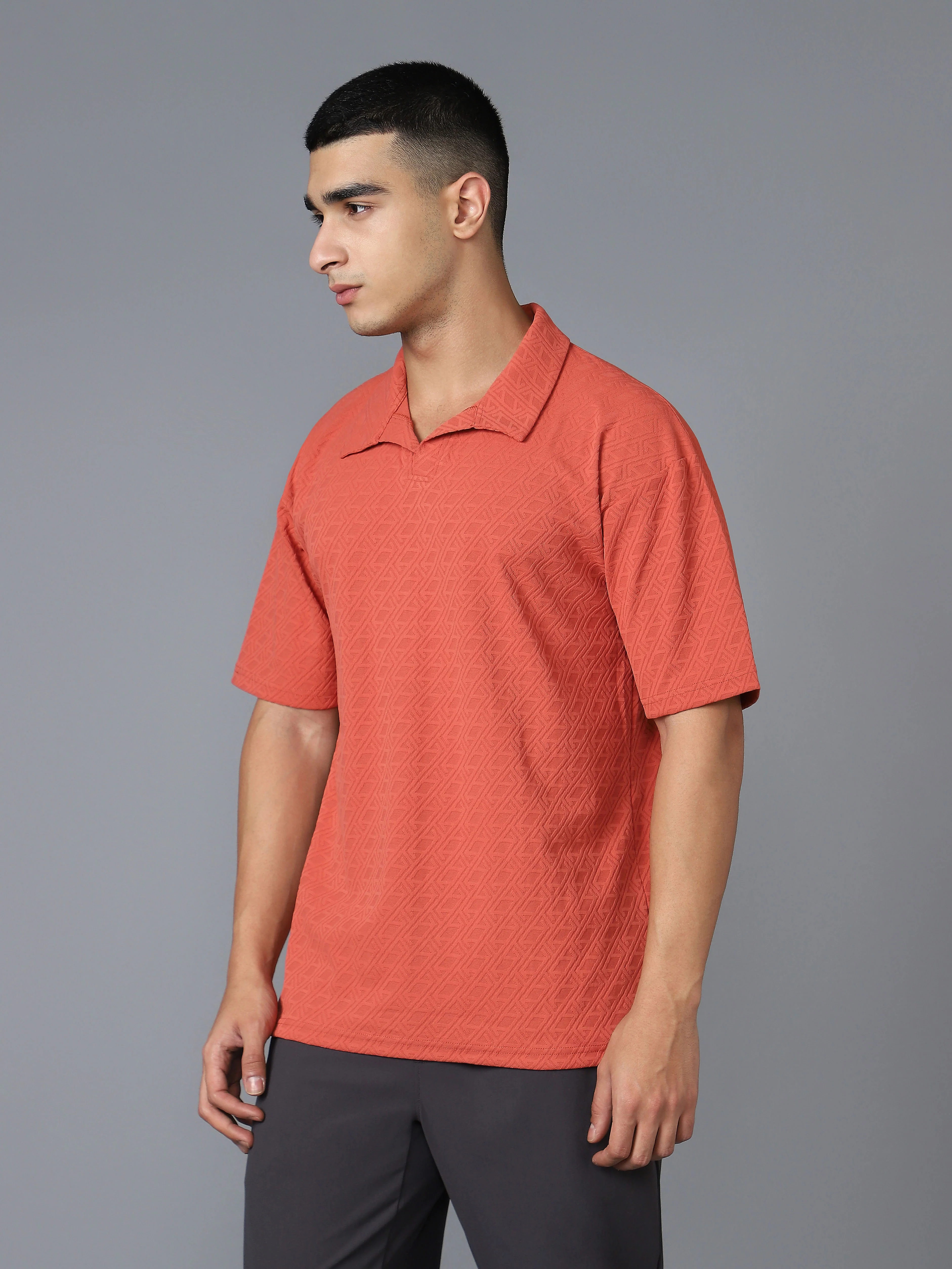 Men Textured Oversized Polo Sports T-shirt with COTFLEX - Image 3