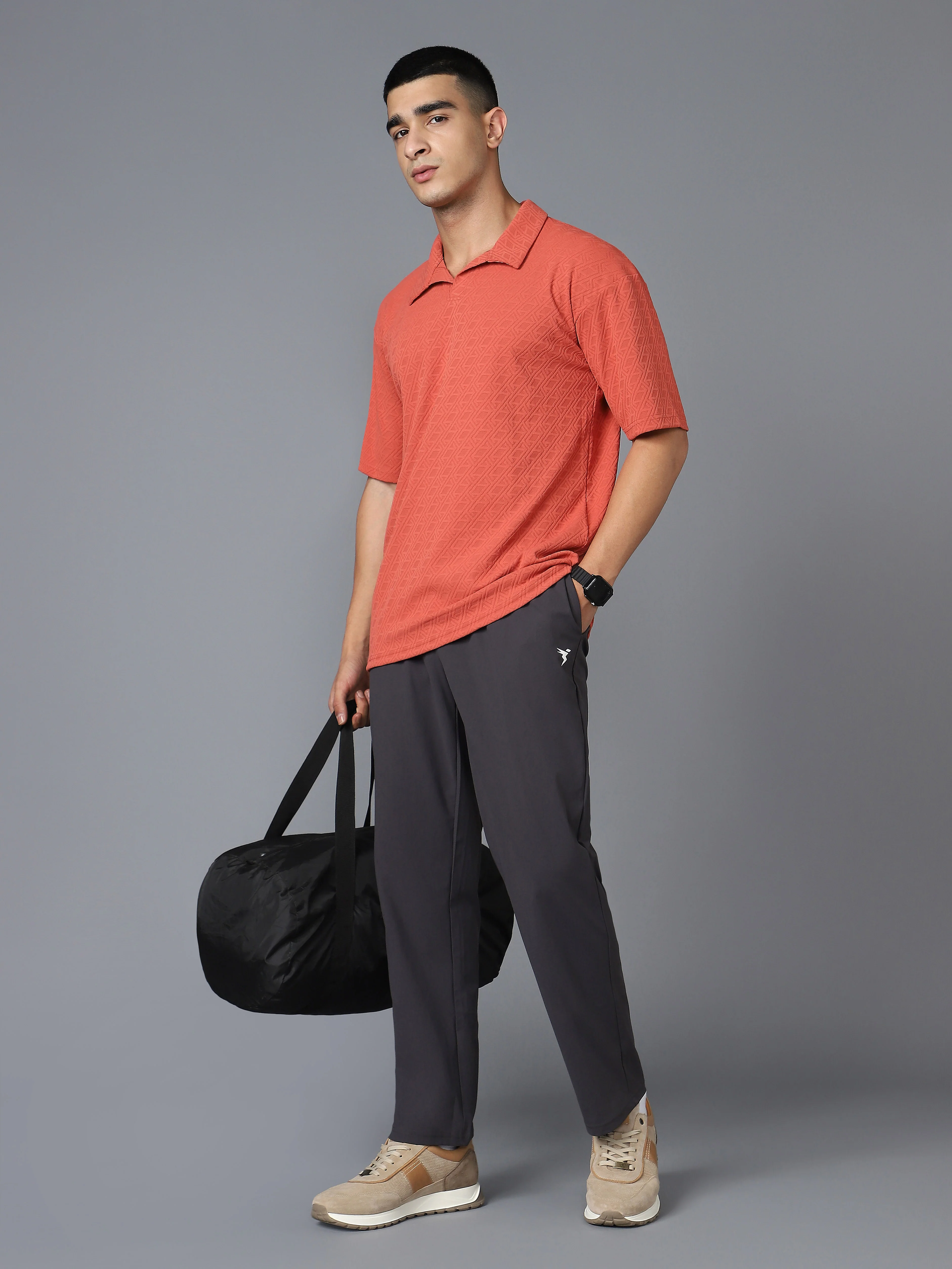 Men Textured Oversized Polo Sports T-shirt with COTFLEX - Image 5