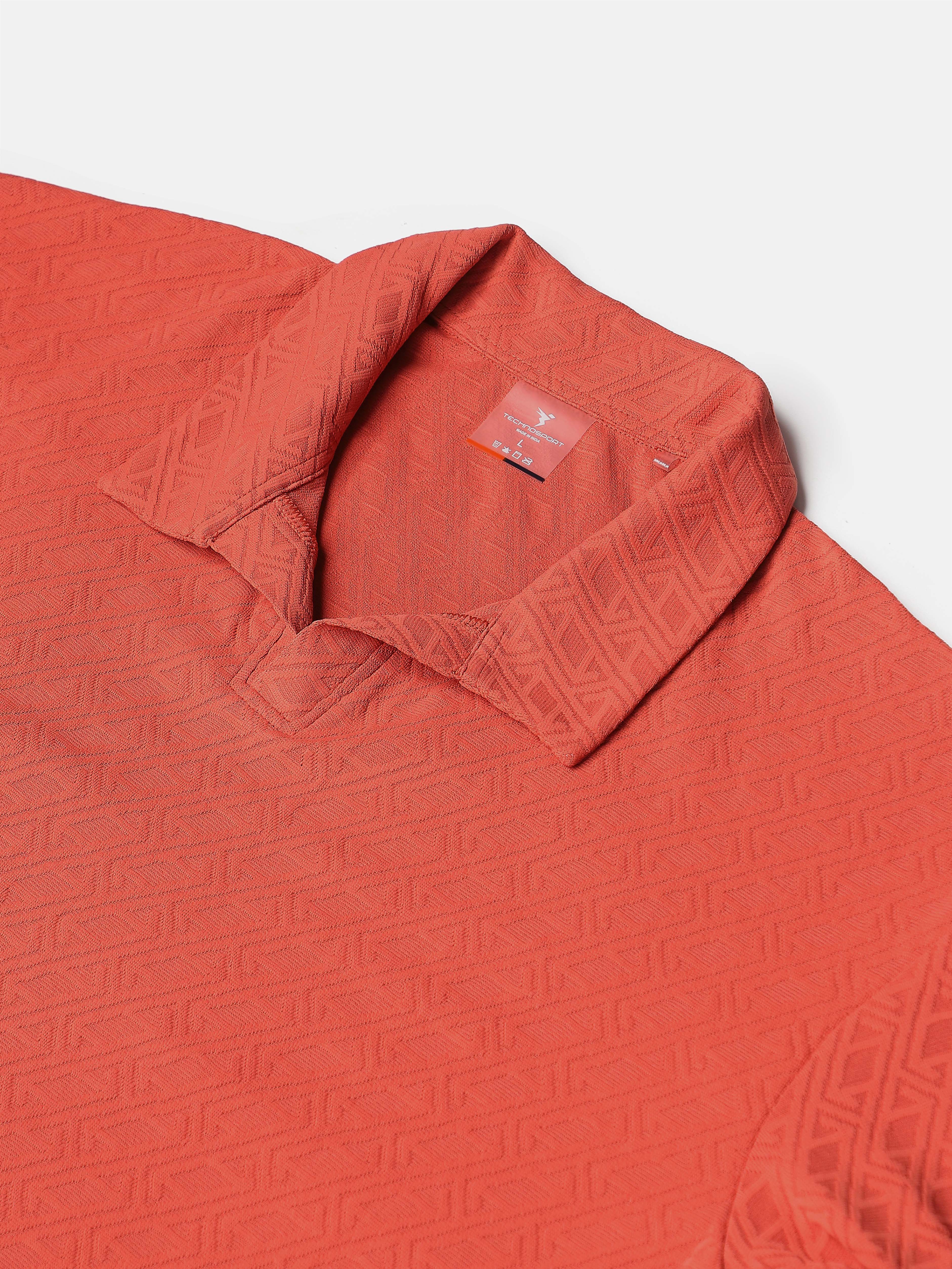 Men Textured Oversized Polo Sports T-shirt with COTFLEX - Image 8