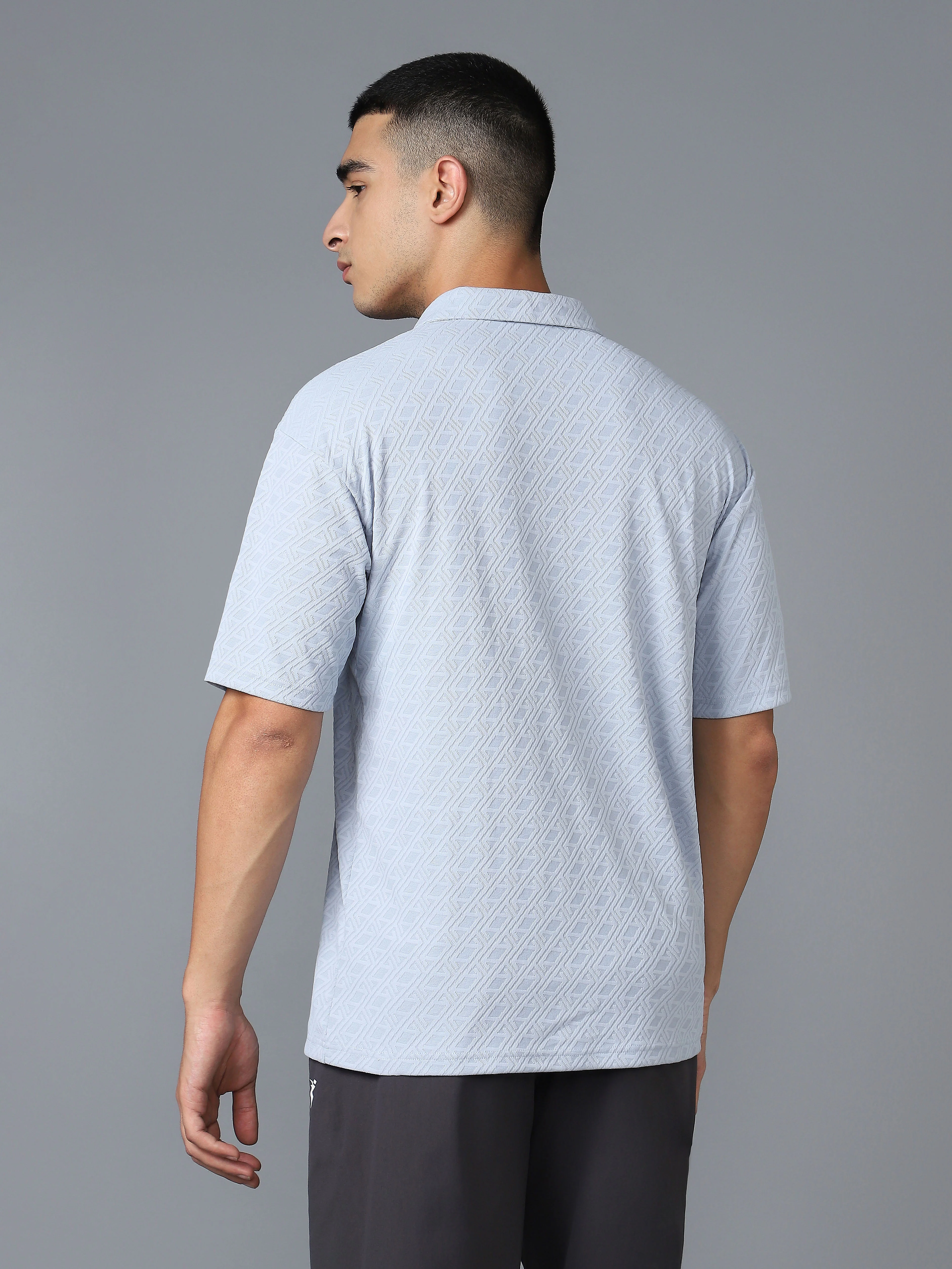 Men Textured Oversized Polo Sports T-shirt with COTFLEX - Image 2