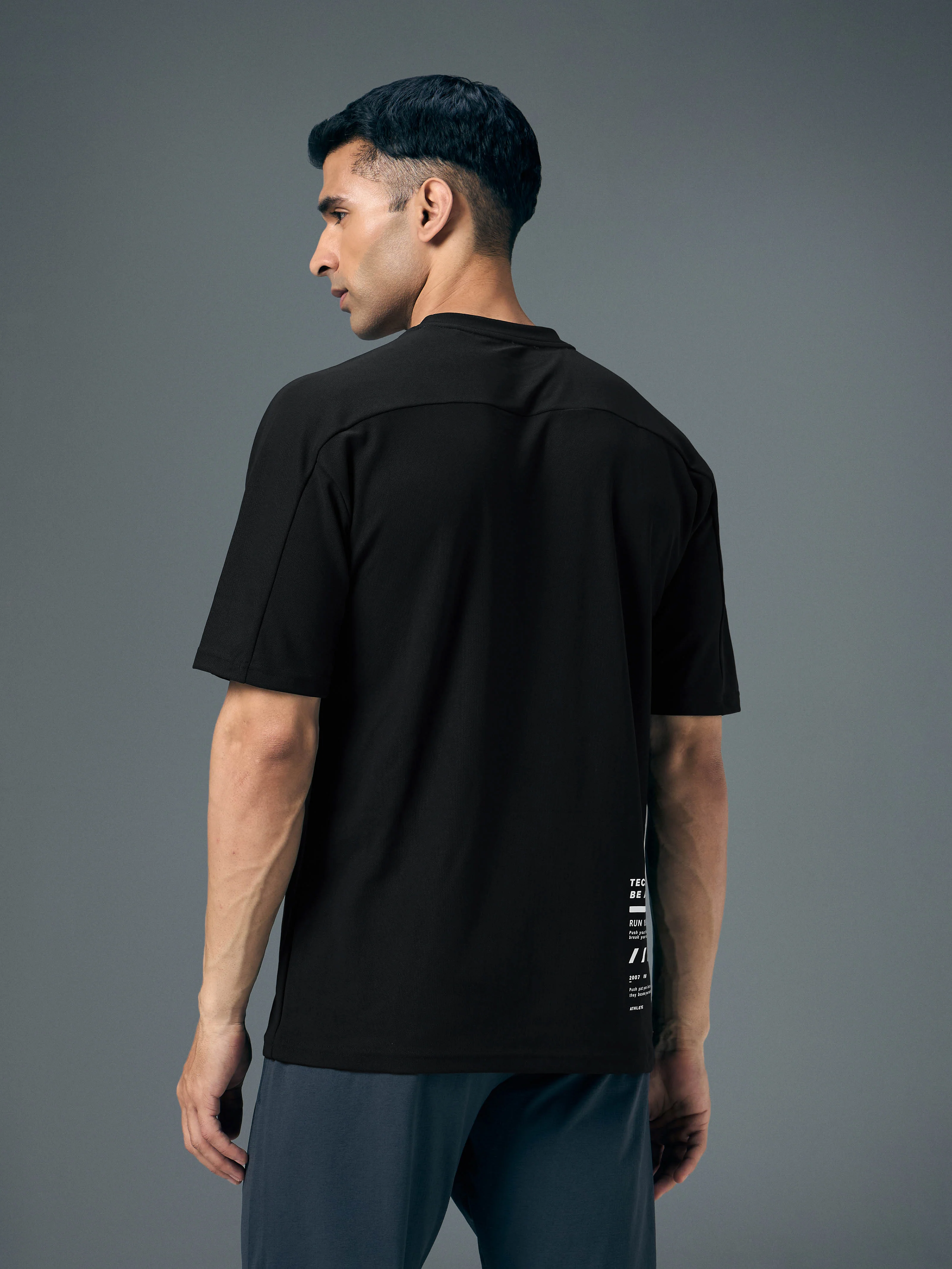 Men Typography Printed Oversized Round Neck Sports T-shirt with MATPIQ - Image 3